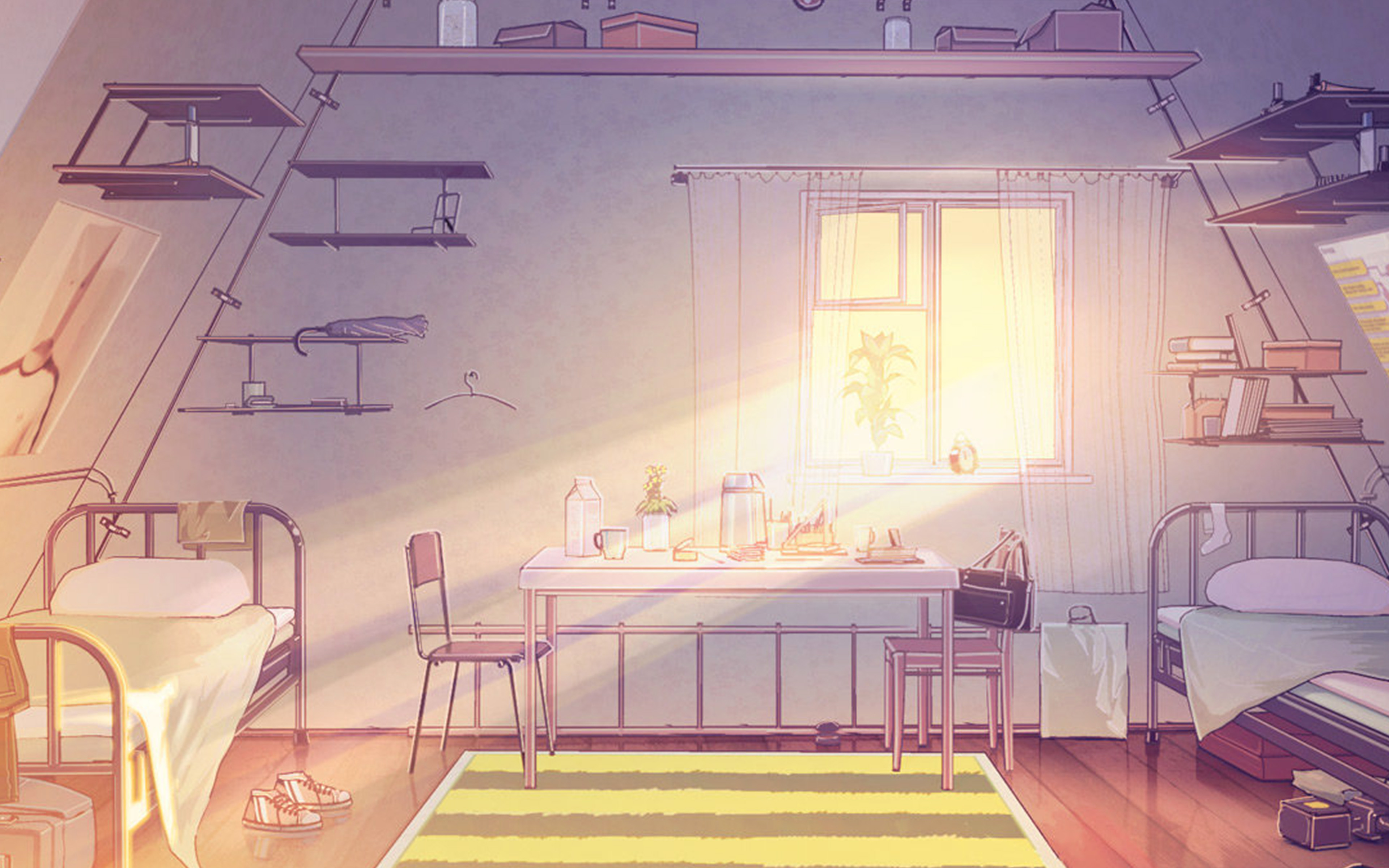 Free download wallpaper Anime, Chair, Table, Bed, Everlasting Summer on your PC desktop