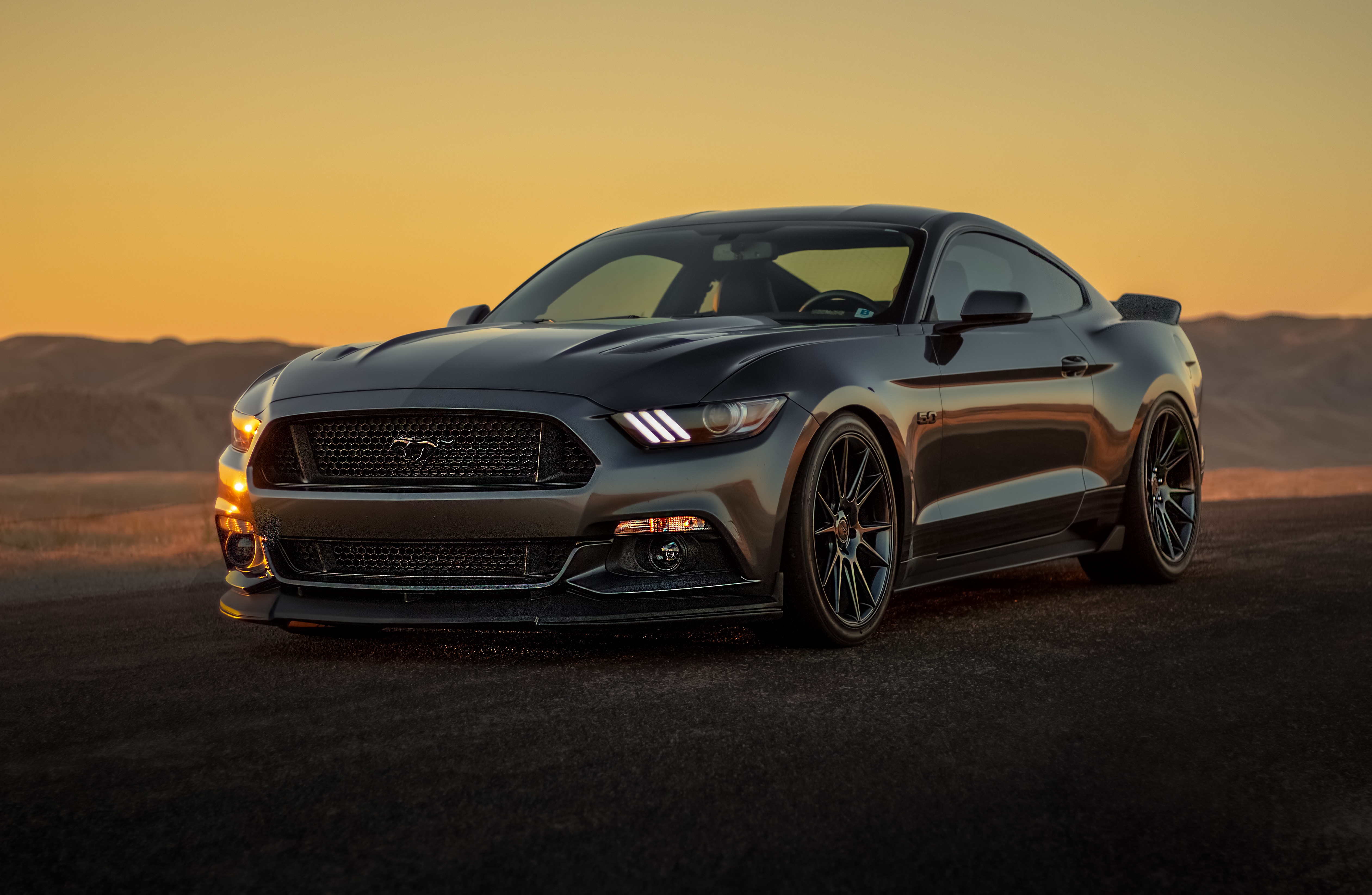 ford mustang, cars, sunset, ford, grey, bumper