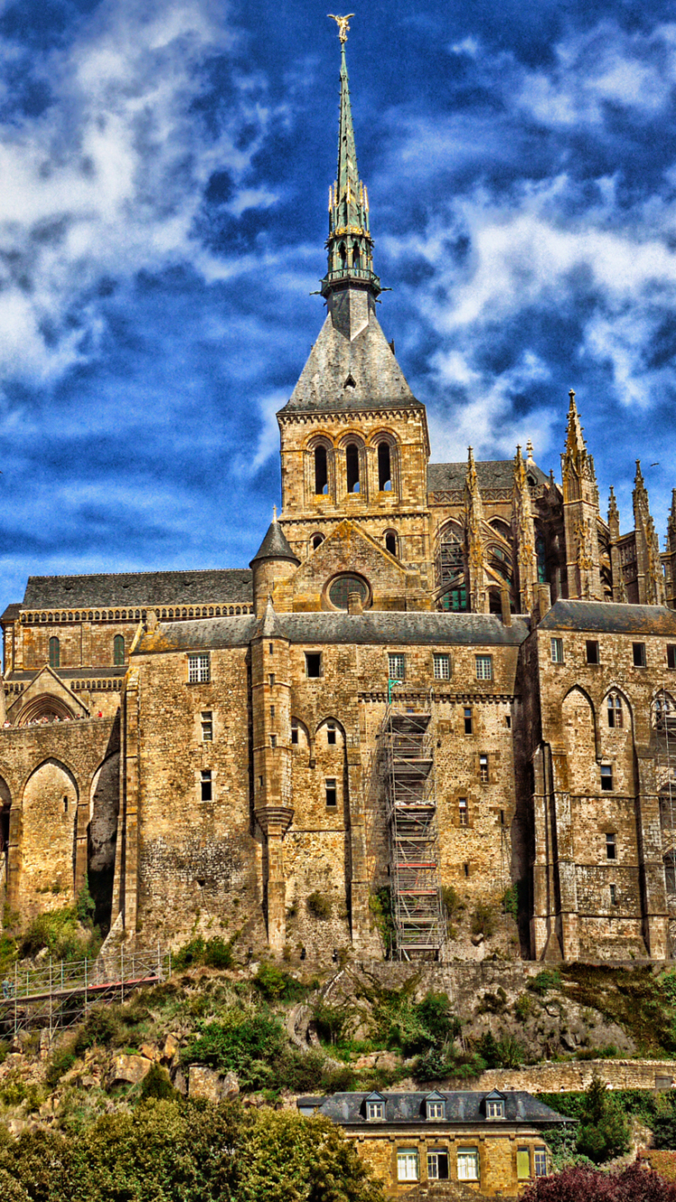 Download mobile wallpaper Architecture, Building, France, Mont Saint Michel, Medieval, Castle, Religious for free.