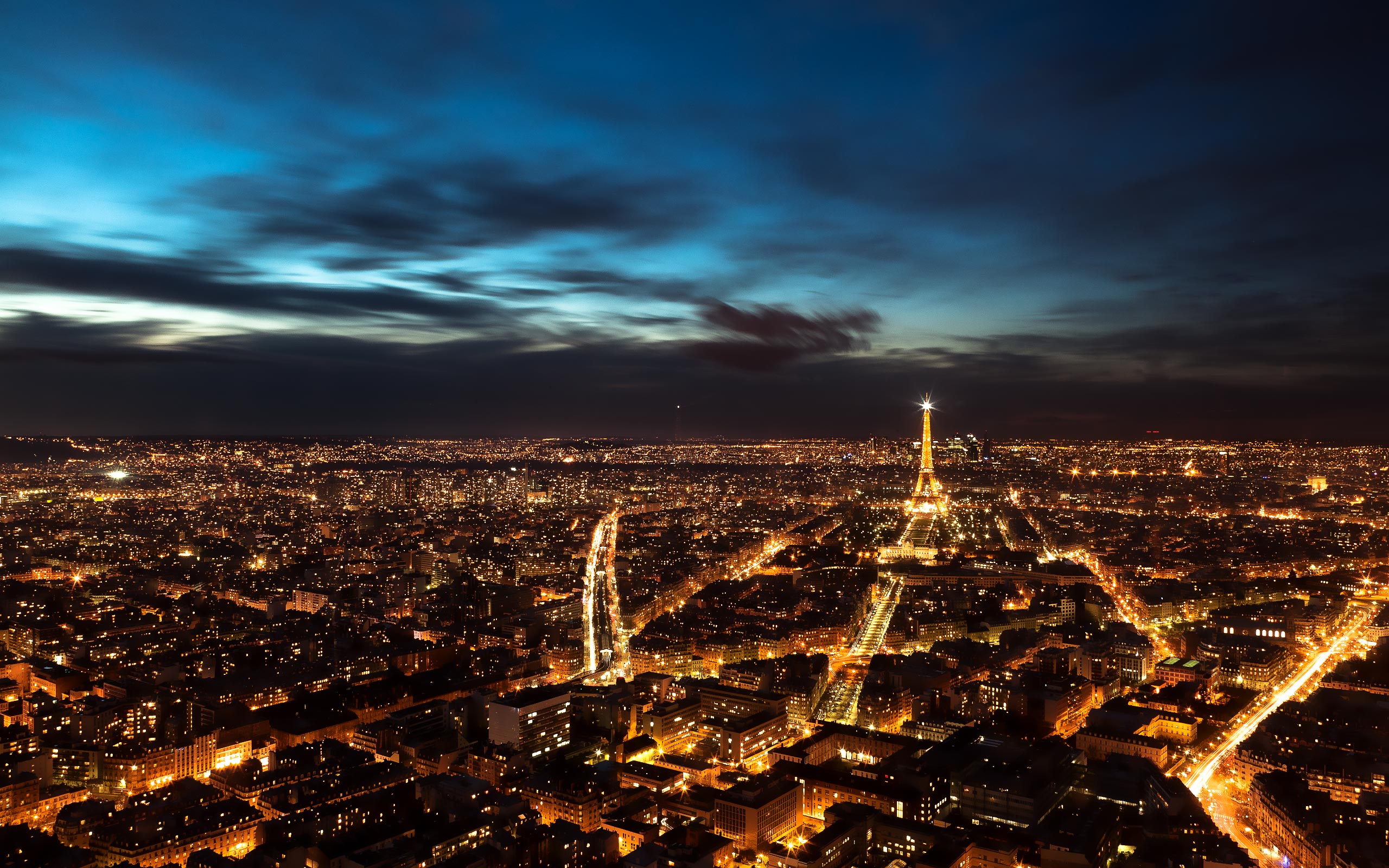 Скачать обои бесплатно Города, Ночь, Париж, Город, Свет, Франция, Сделано Человеком картинка на рабочий стол ПК