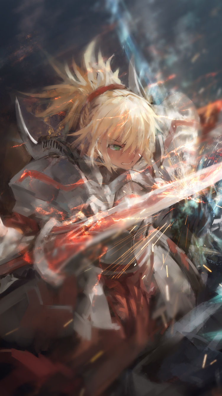 Handy-Wallpaper Ritter, Animes, Fate/apocrypha, Mordred (Schicksal/apokryphen), Roter Säbel (Schicksal/apokryphen), Schicksalsserie kostenlos herunterladen.