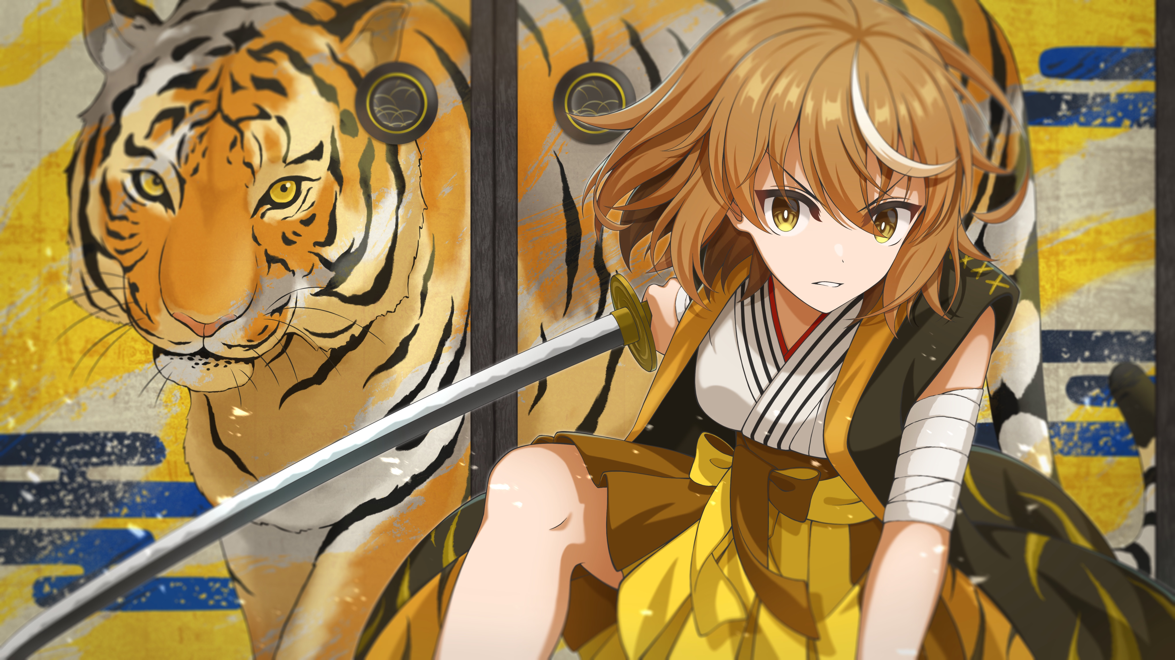 Free download wallpaper Anime, Girl, Tiger on your PC desktop