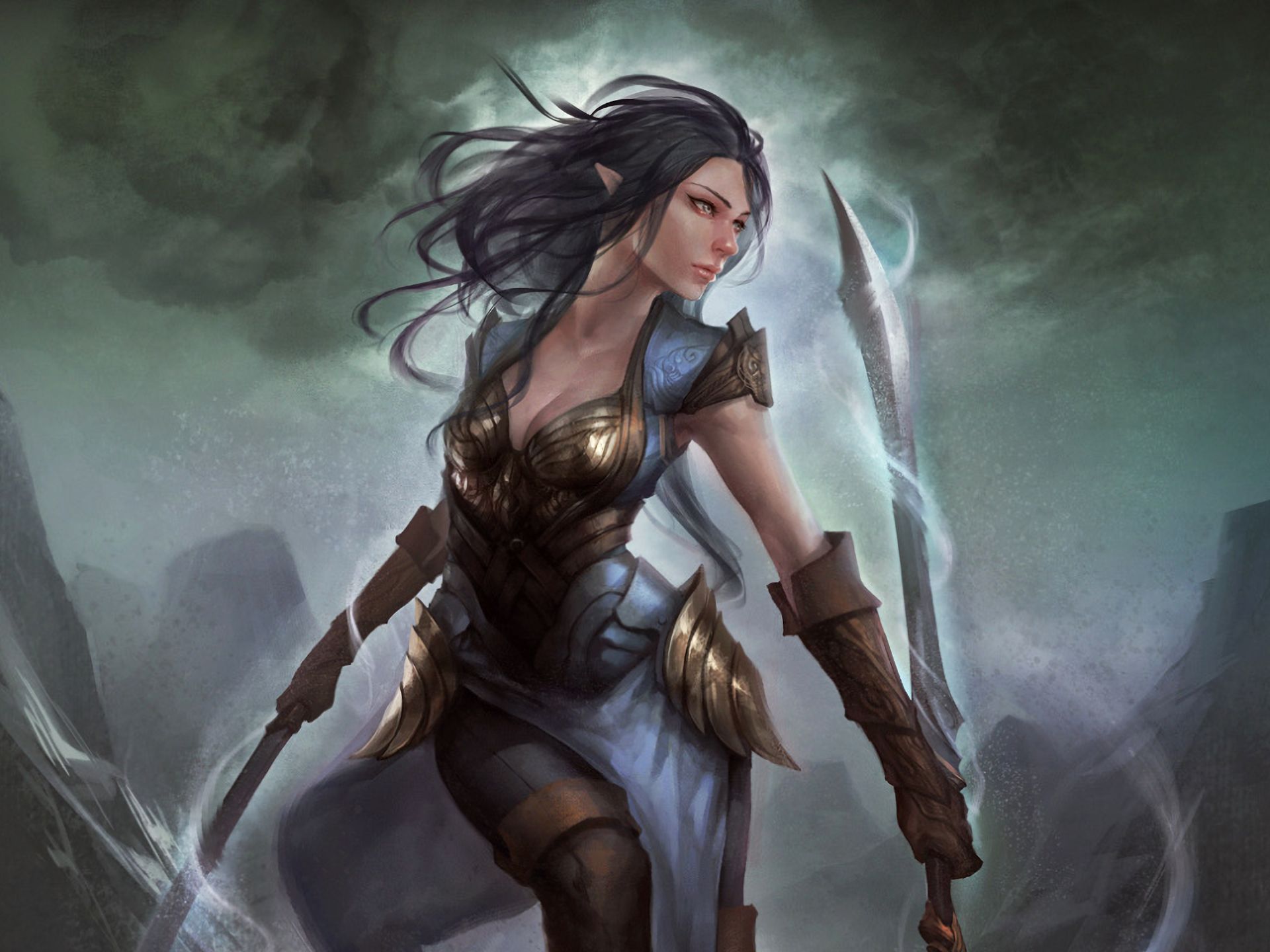 Download mobile wallpaper Fantasy, Elf, Sword, Women Warrior, Woman Warrior for free.