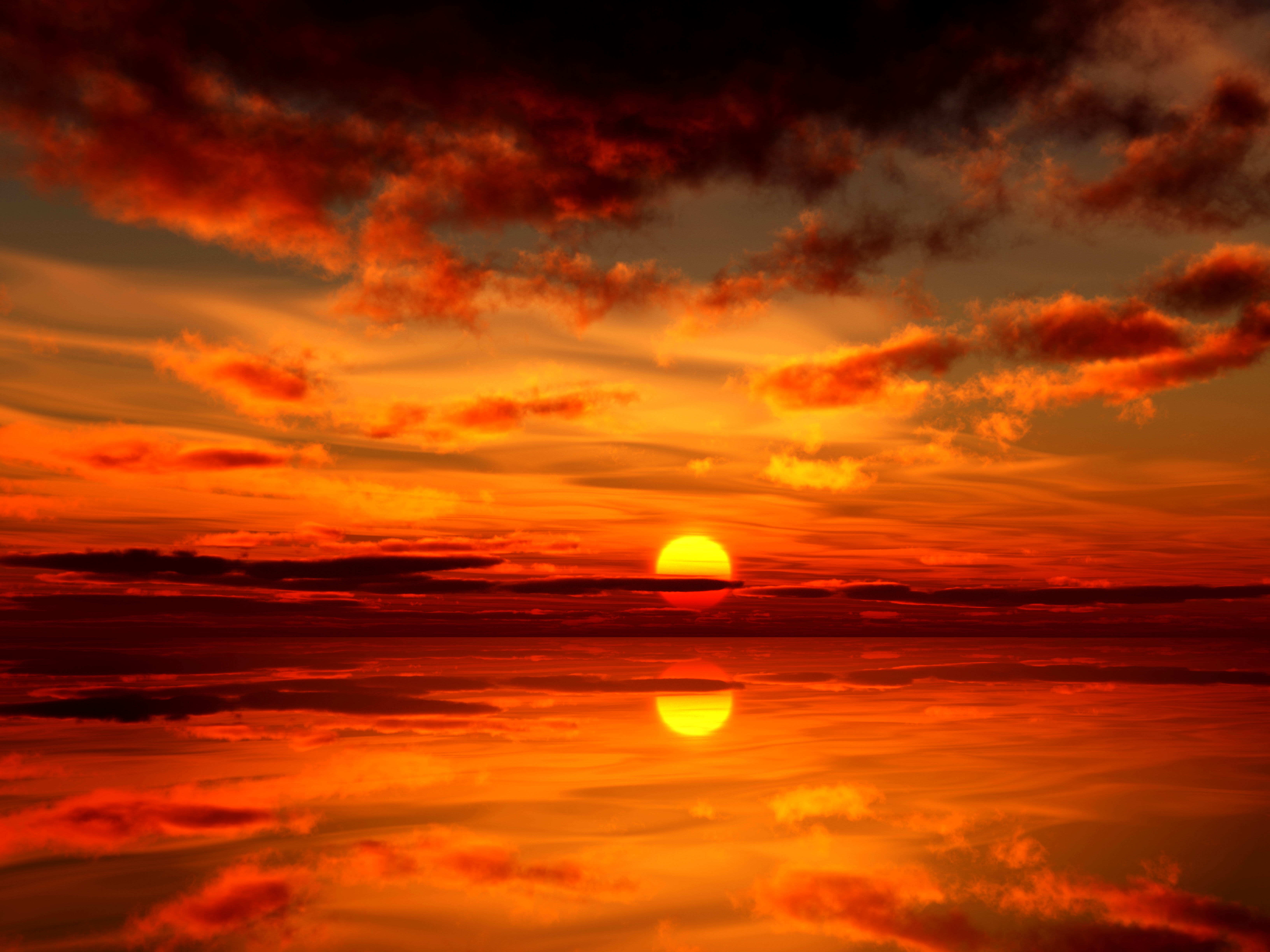 Download mobile wallpaper Water, Sunset, Sun, Reflection, Earth, Orange (Color) for free.
