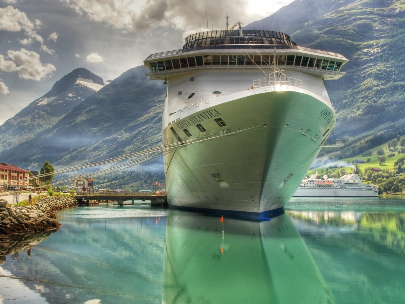 transport, ships, landscape, green
