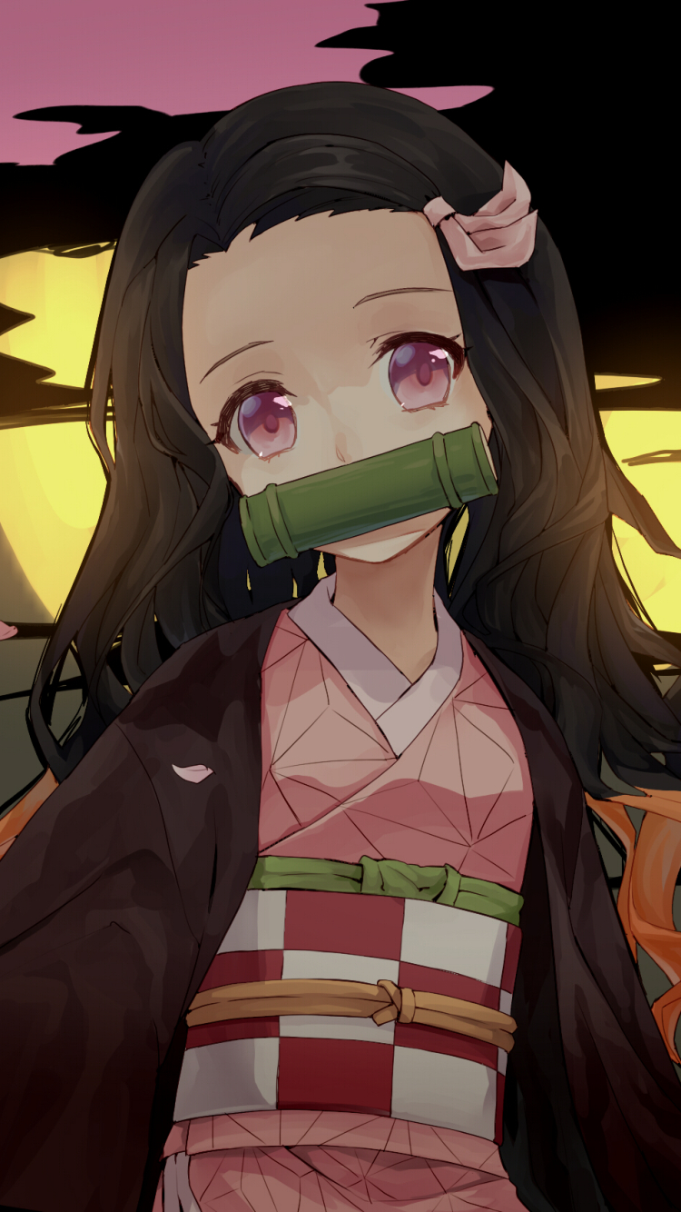 Handy-Wallpaper Animes, Nezuko Kamado, Demon Slayer kostenlos herunterladen.