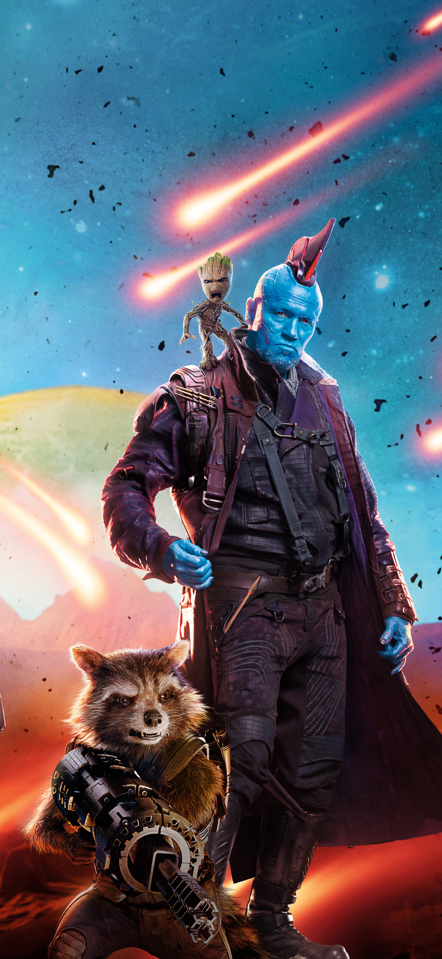 Download mobile wallpaper Movie, Rocket Raccoon, Yondu Udonta, Guardians Of The Galaxy Vol 2, Baby Groot for free.