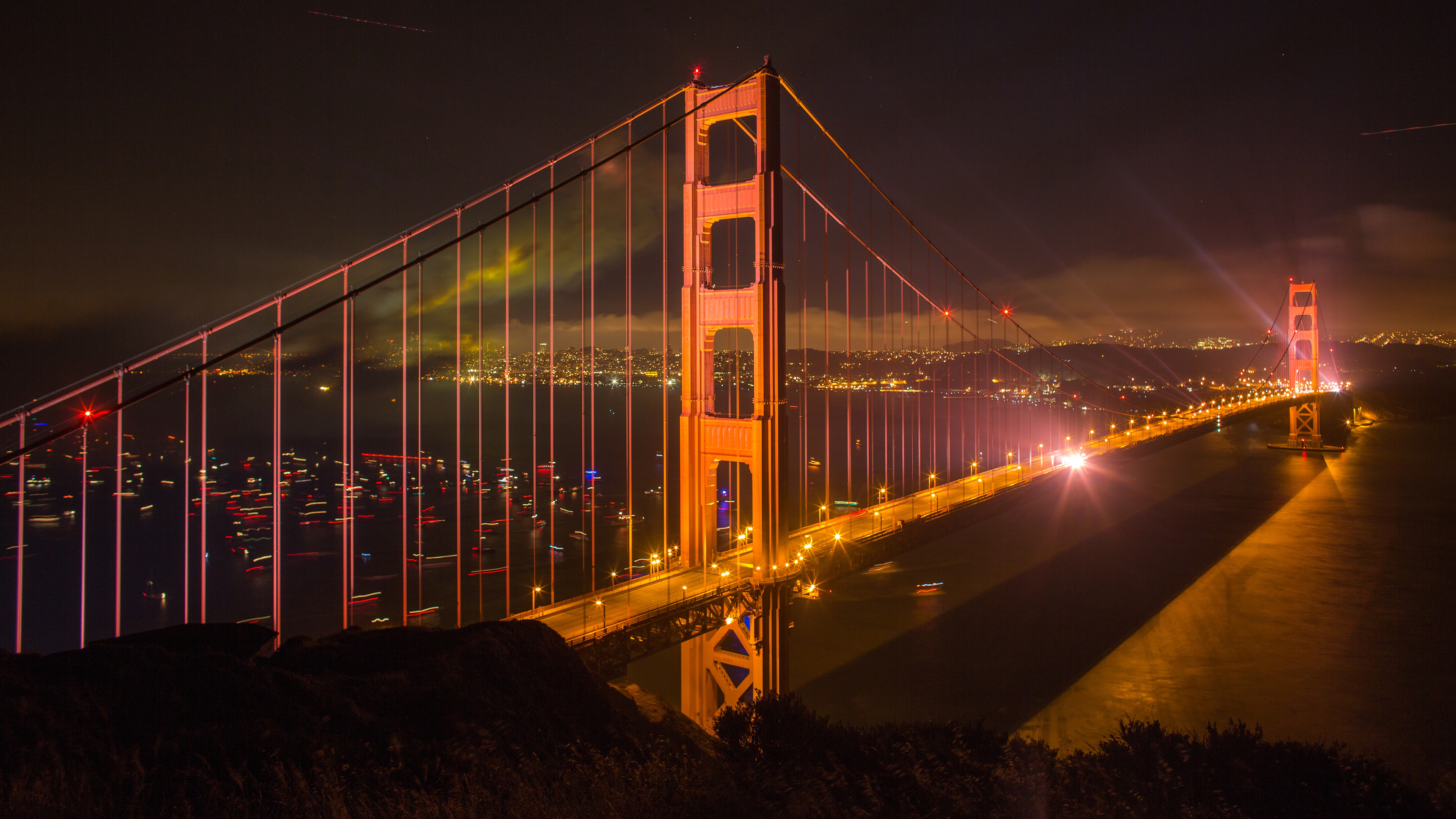 Скачать картинку Мосты, Ночь, Мост, Сан Франциско, Золотые Ворота, Сделано Человеком в телефон бесплатно.