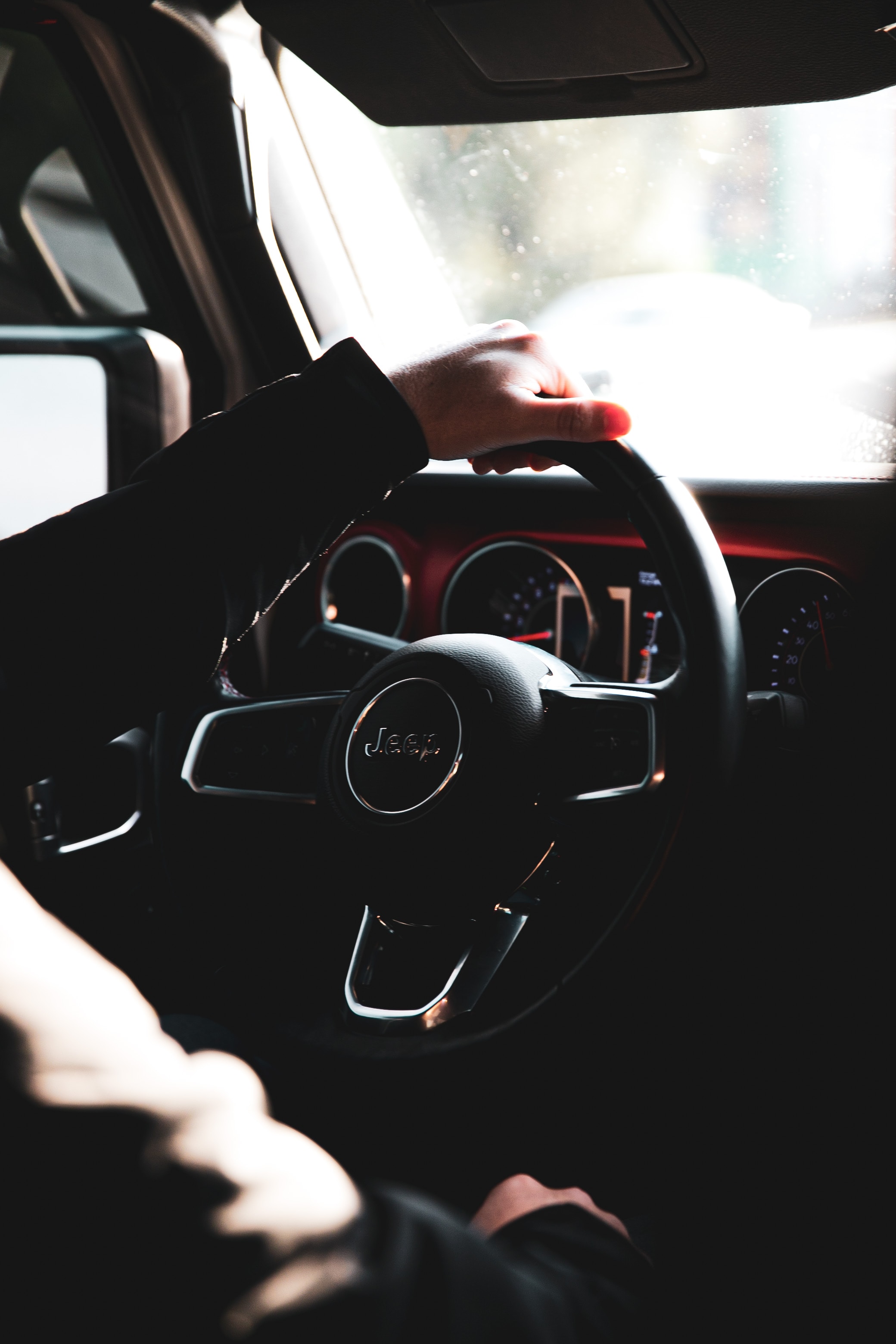 steering wheel, dark, rudder, cars, hand, car, machine, salon mobile wallpaper