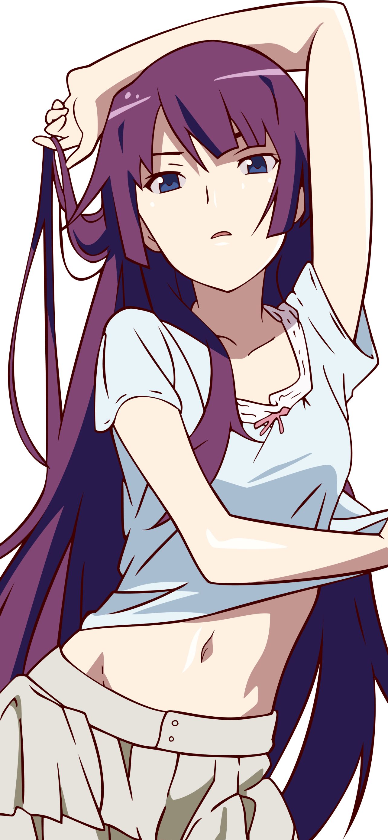 Baixar papel de parede para celular de Anime, Olhos Azuis, Cabelo Longo, Monogatari (Série), Cabelo Roxo, Hitagi Senjogahara gratuito.