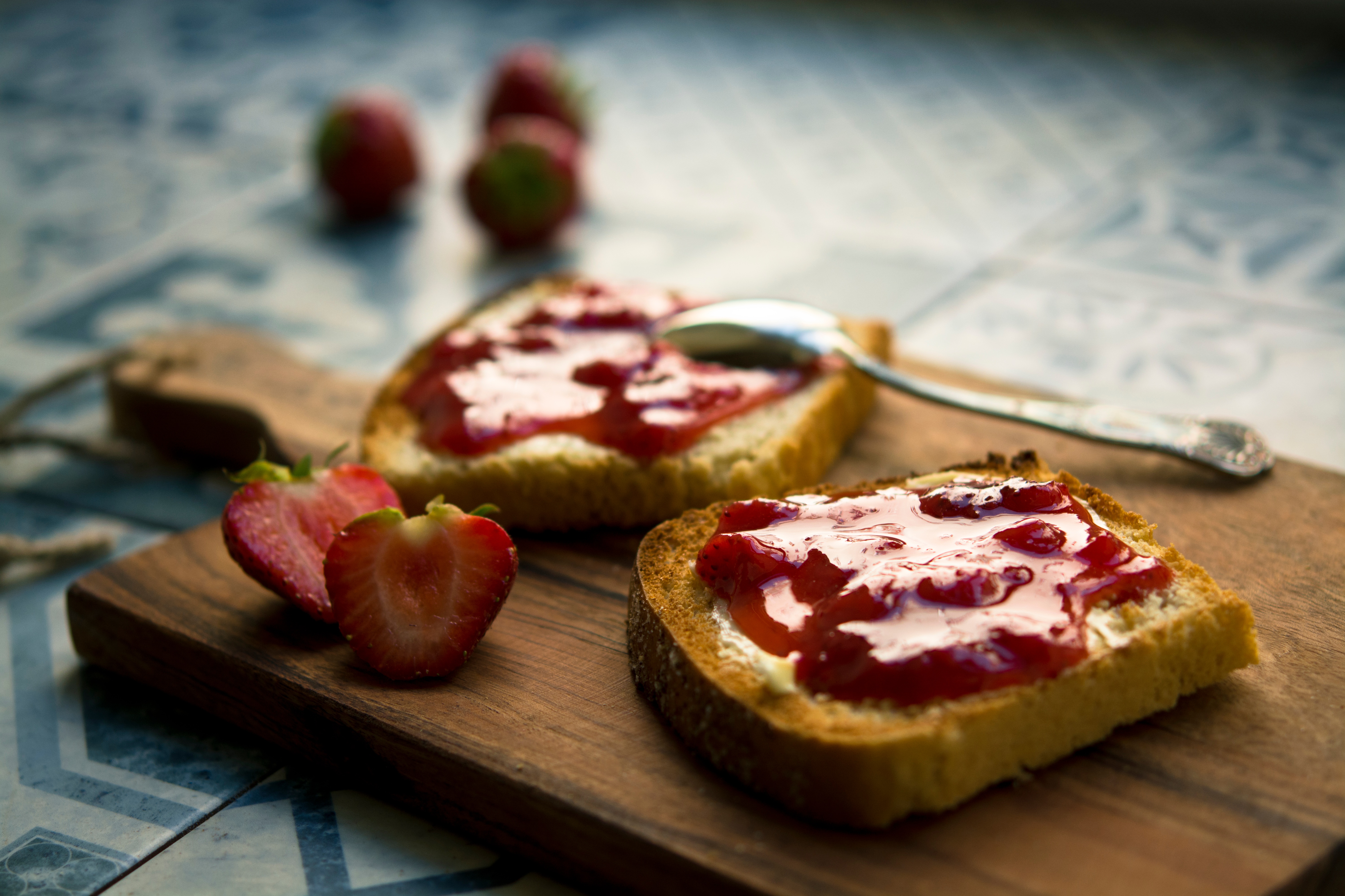 Download mobile wallpaper Food, Strawberry, Still Life, Jam, Breakfast for free.