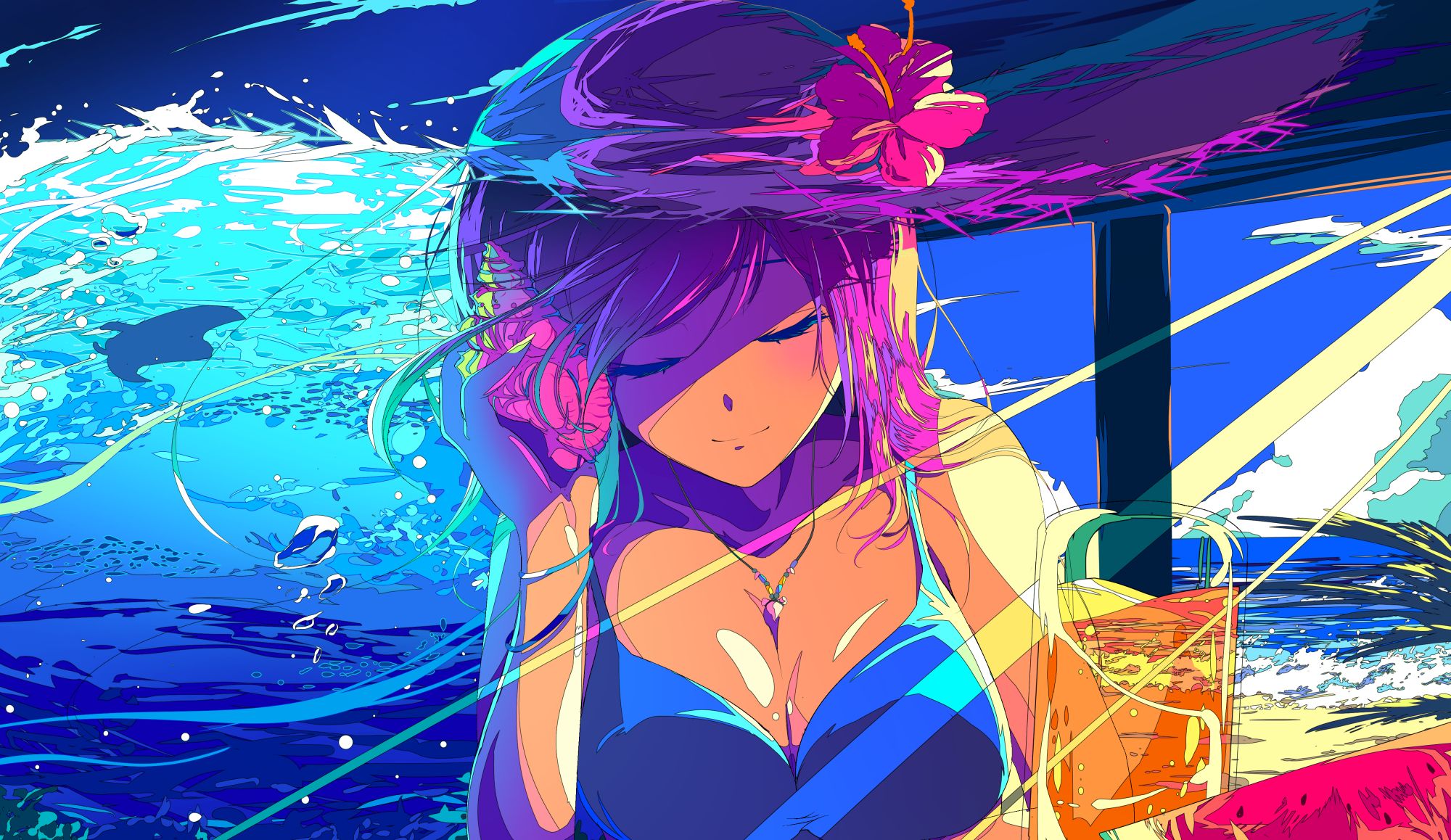 Download mobile wallpaper Anime, Sea, Summer, Original for free.
