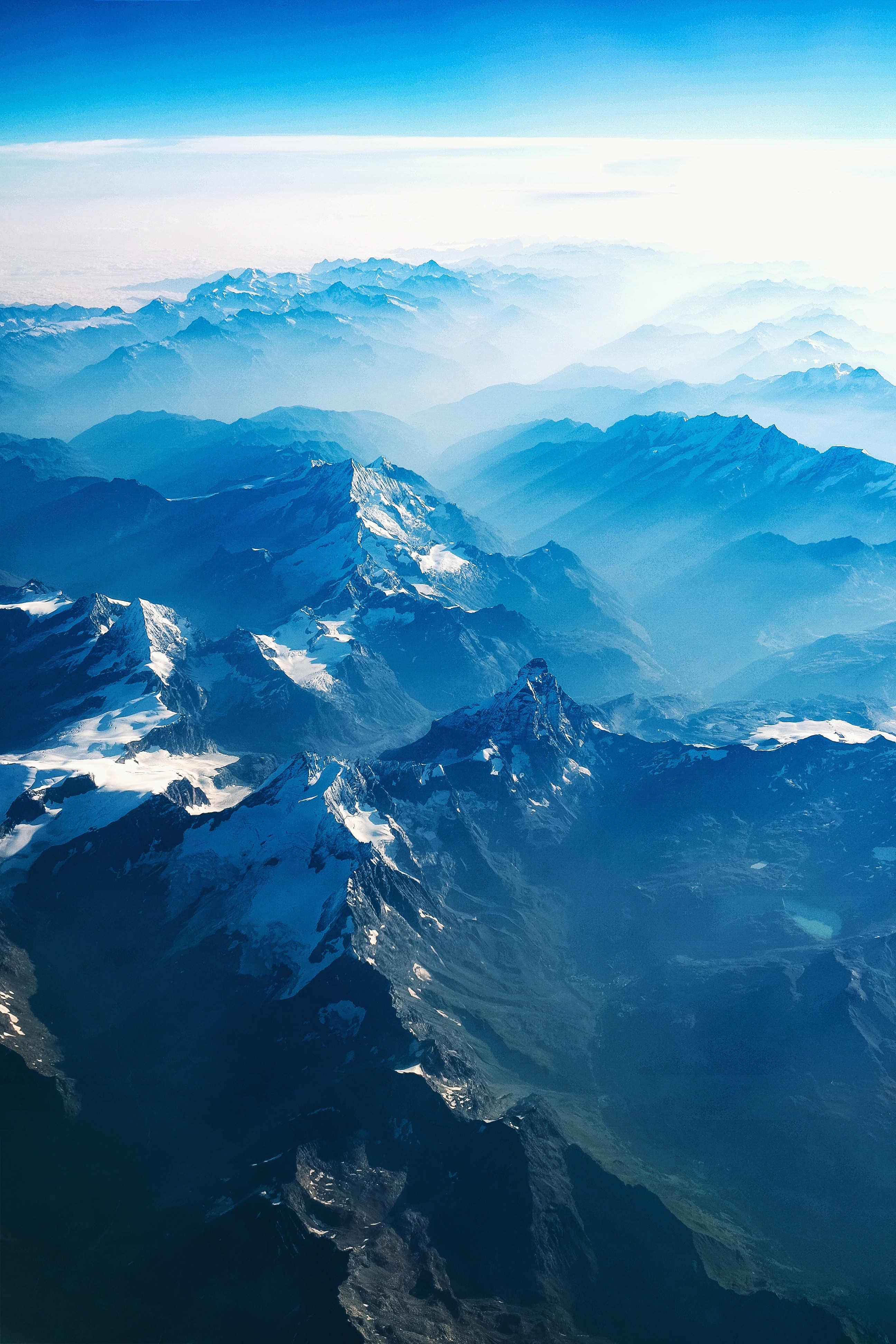 switzerland, mountains, nature, clouds, view from above, fog