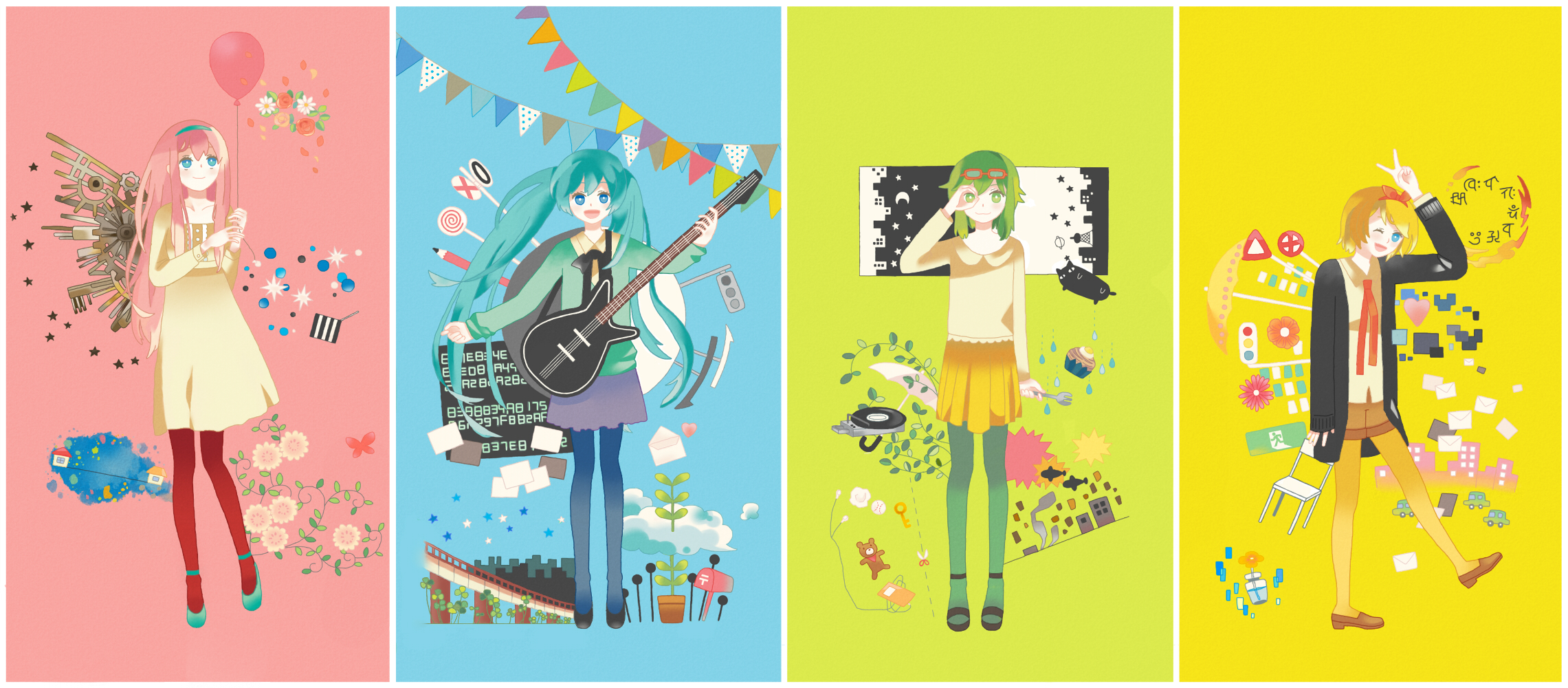 Téléchargez des papiers peints mobile Vocaloïde, Animé, Hatsune Miku, Luka Megurine, Rin Kagamine, Gumi (Vocaloïde) gratuitement.