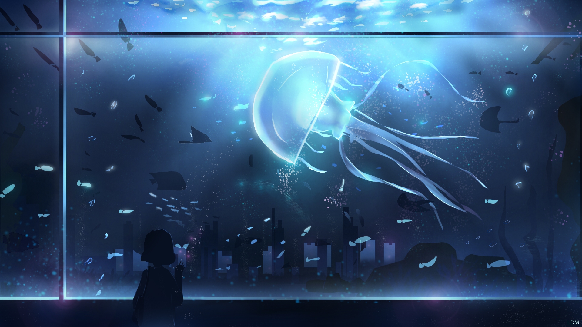 Free download wallpaper Anime, Jellyfish, Ocean, Underwater, Original on your PC desktop