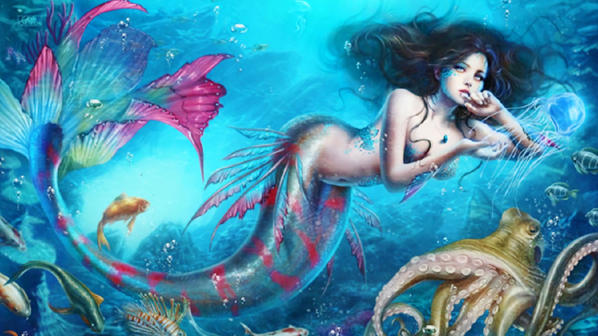 Descarga gratuita de fondo de pantalla para móvil de Fantasía, Sirena, Submarina.