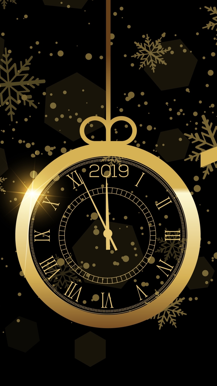 Descarga gratuita de fondo de pantalla para móvil de Reloj, Día Festivo, Año Nuevo 2019.