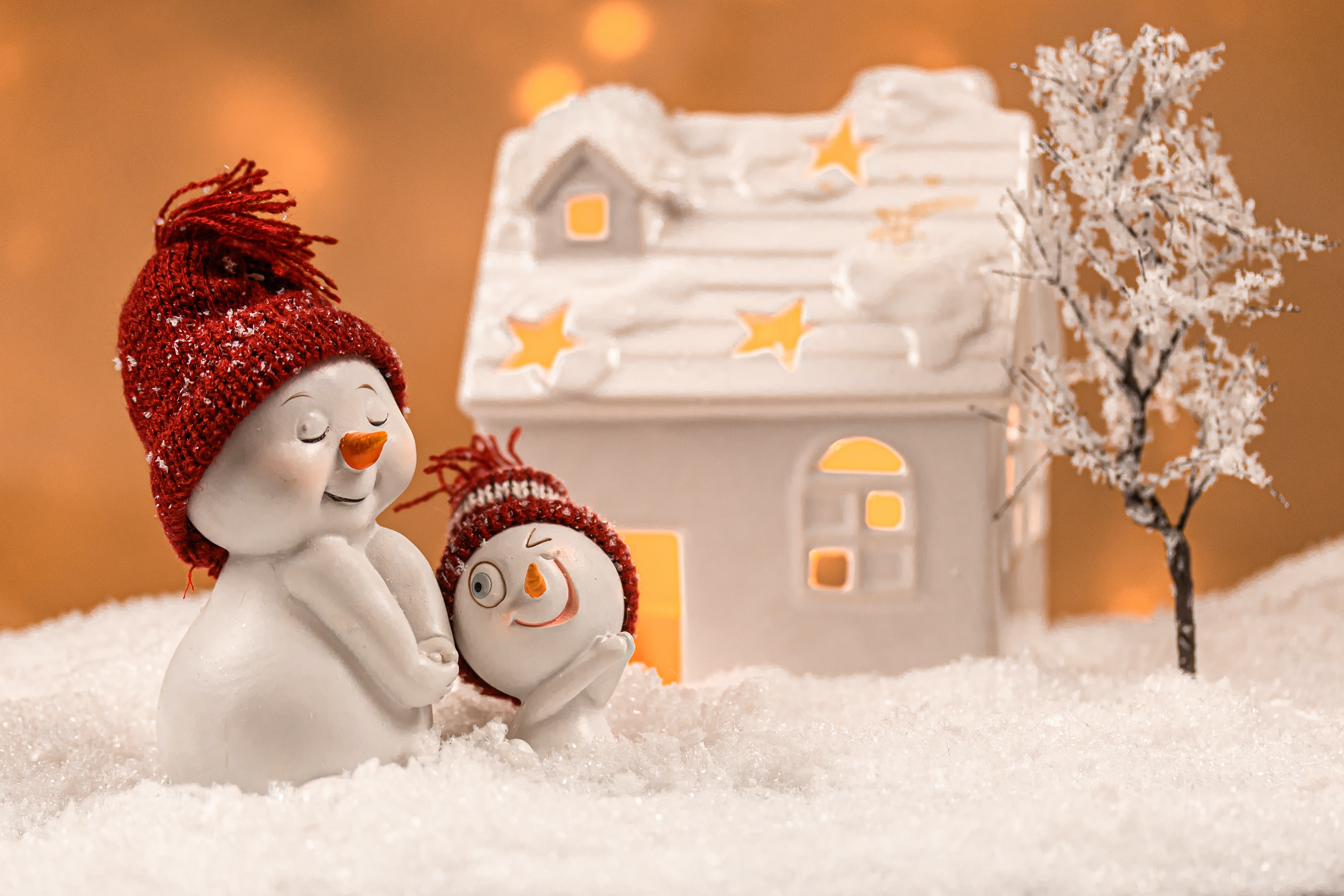 Download mobile wallpaper Snowman, House, Photography, Christmas Ornaments for free.