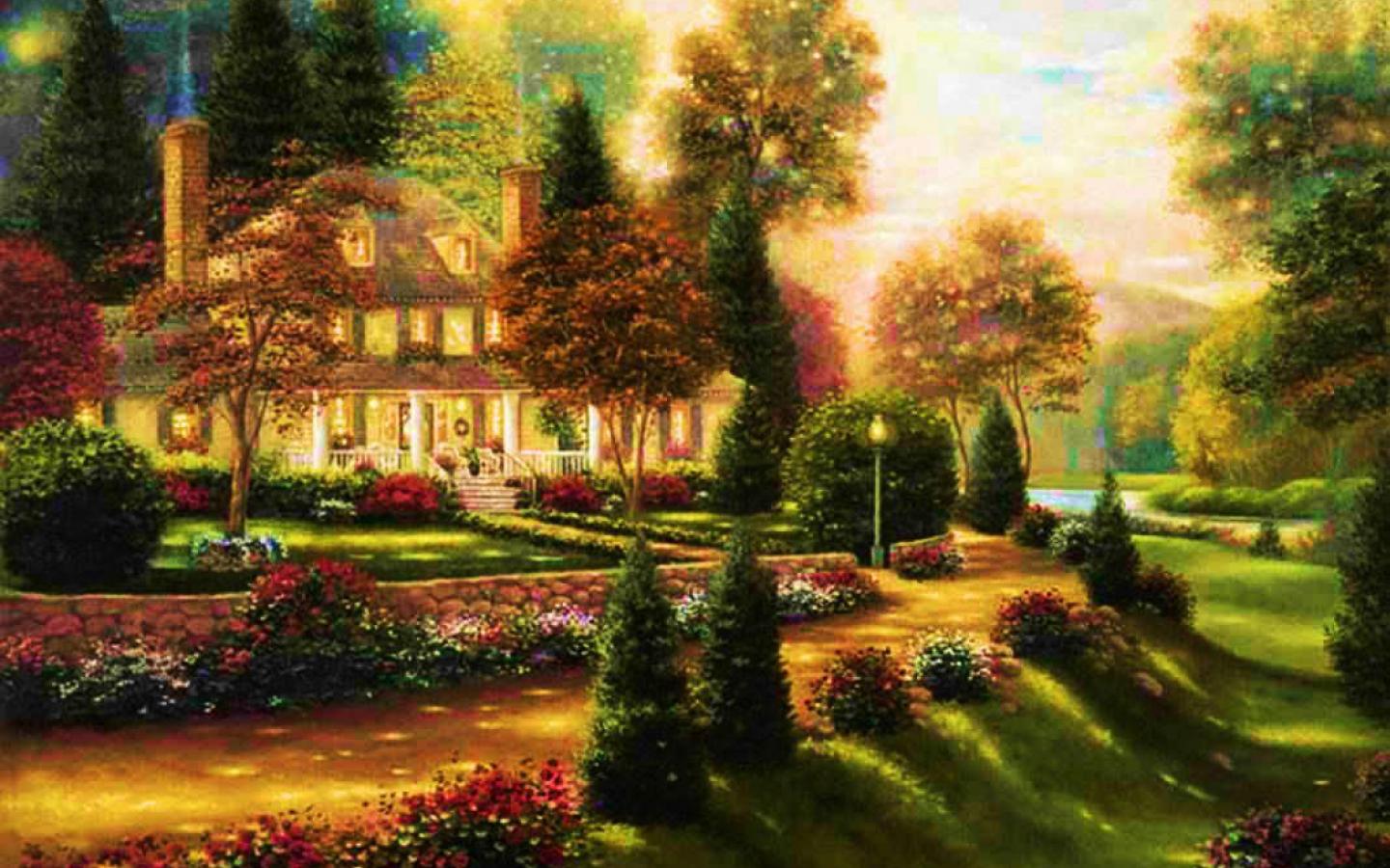 Free download wallpaper Colors, Colorful, Painting, Artistic, Cottage on your PC desktop