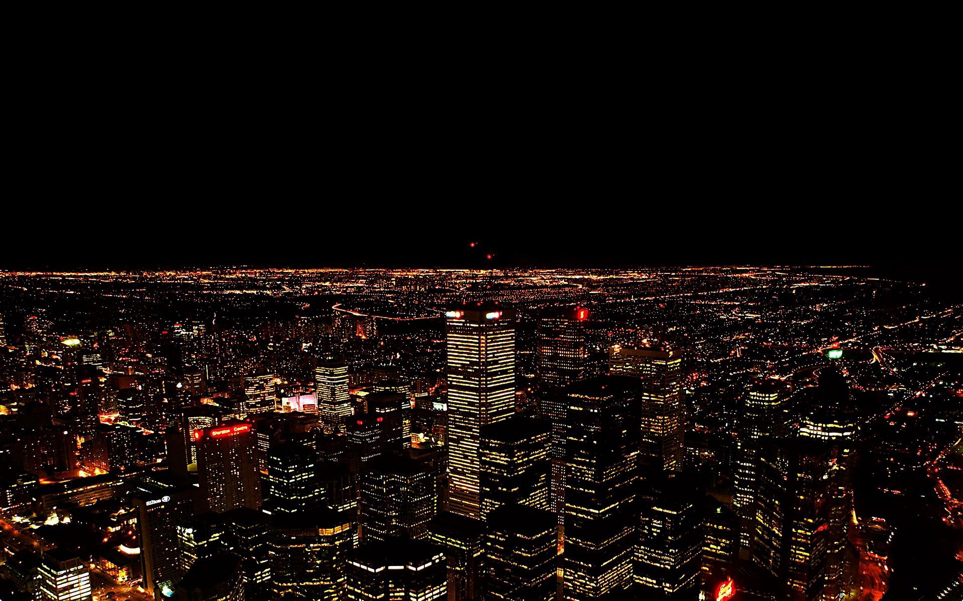 PCデスクトップに都市, 輝く, 光, ナイト, 市, 上から見る画像を無料でダウンロード