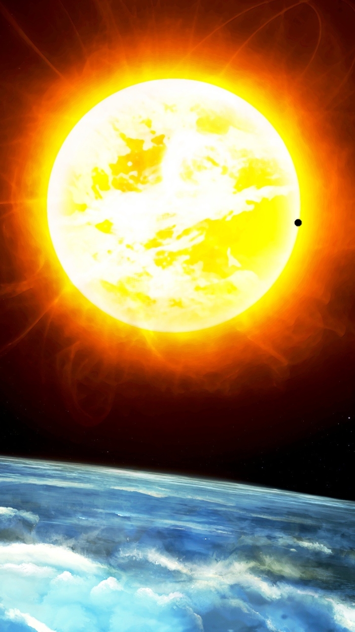 Download mobile wallpaper Sun, Space, Planet, Sci Fi, Orange (Color) for free.