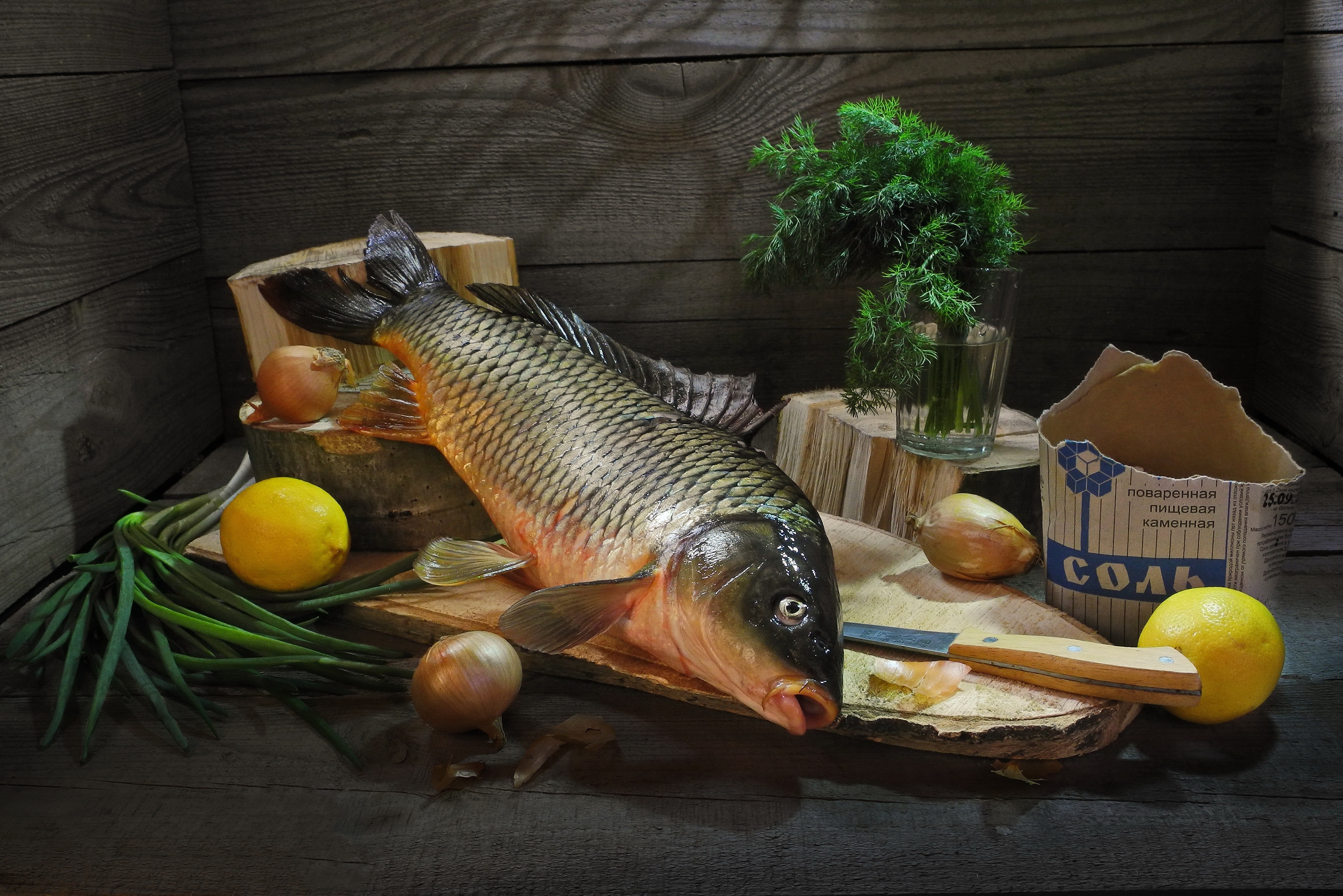 Download mobile wallpaper Food, Still Life, Lemon, Fish, Seafood for free.