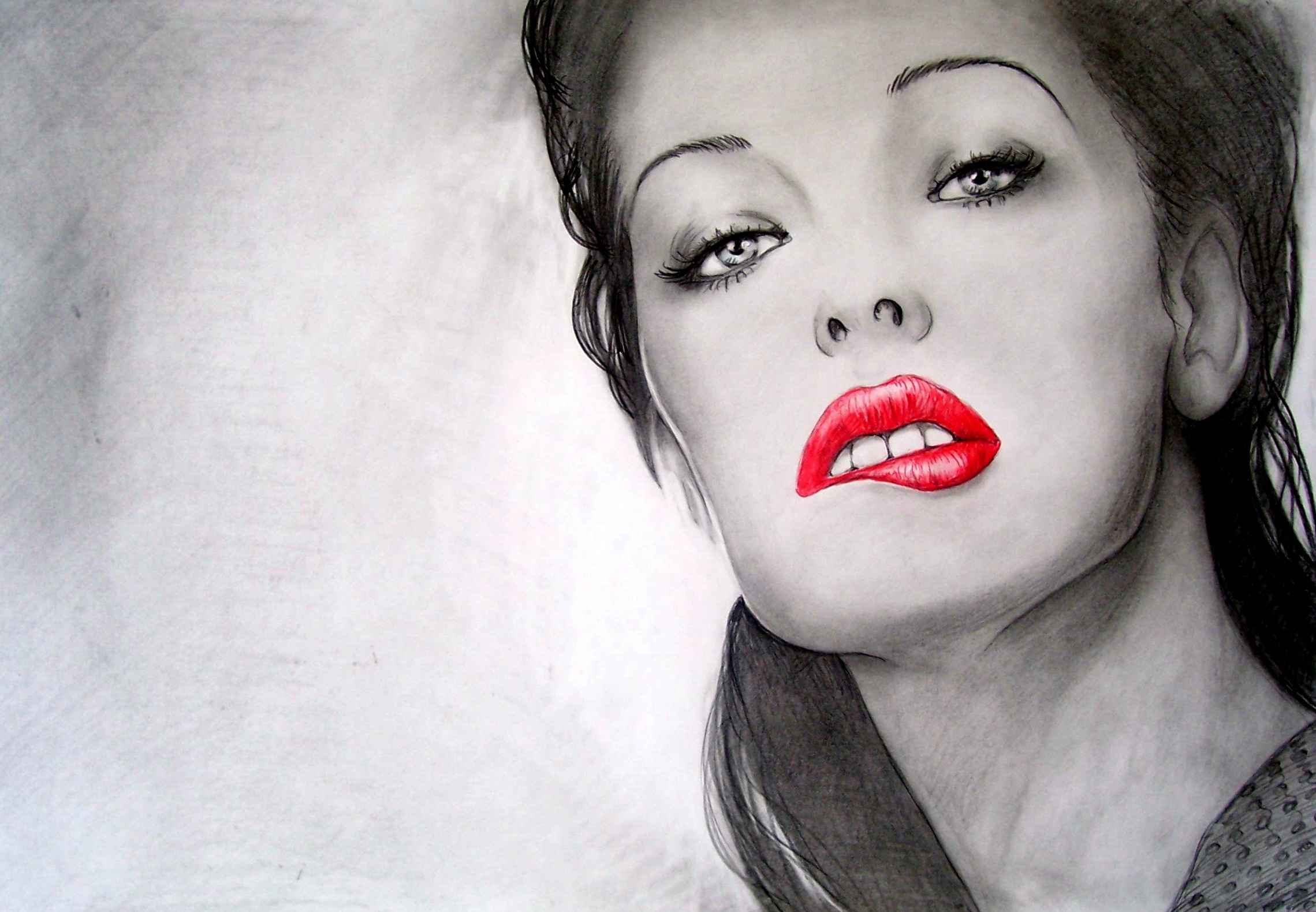 Handy-Wallpaper Milla Jovovich, Malerei, Gesicht, Berühmtheiten, Lippenstift kostenlos herunterladen.