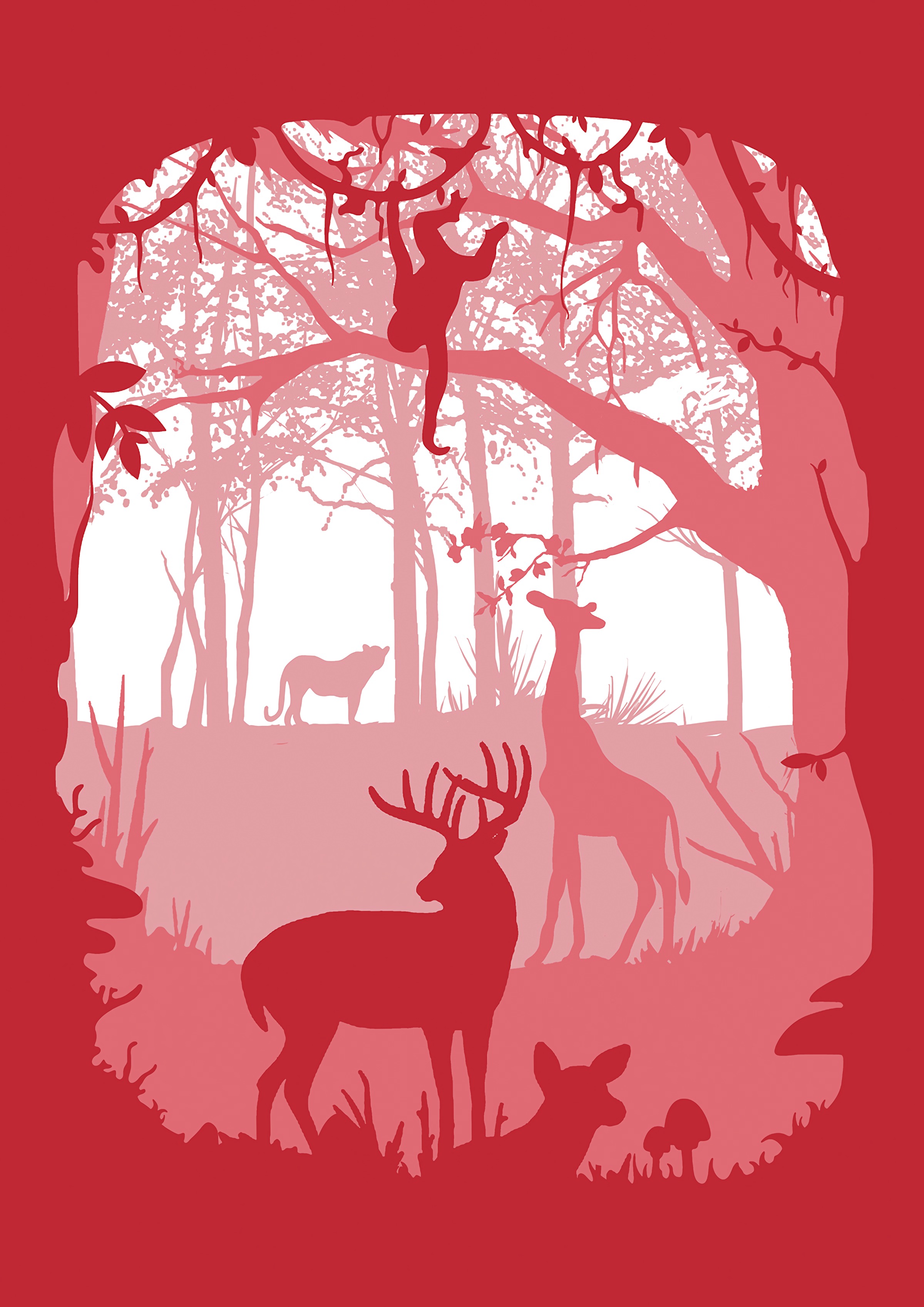 Download mobile wallpaper Art, Animals, Forest, Silhouettes, Vector for free.