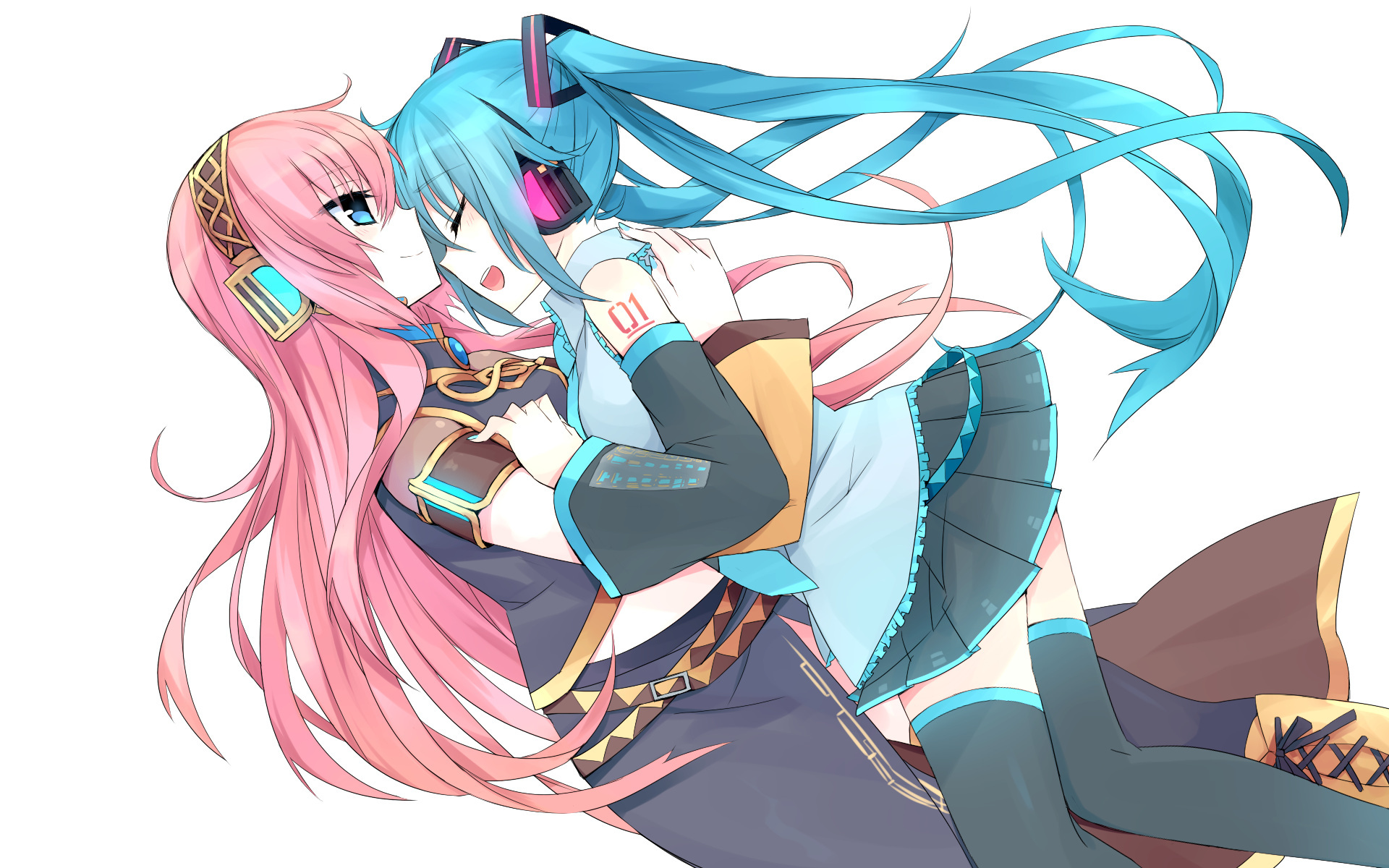 Download mobile wallpaper Anime, Vocaloid, Pink Hair, Blue Hair, Hatsune Miku, Long Hair, Luka Megurine for free.