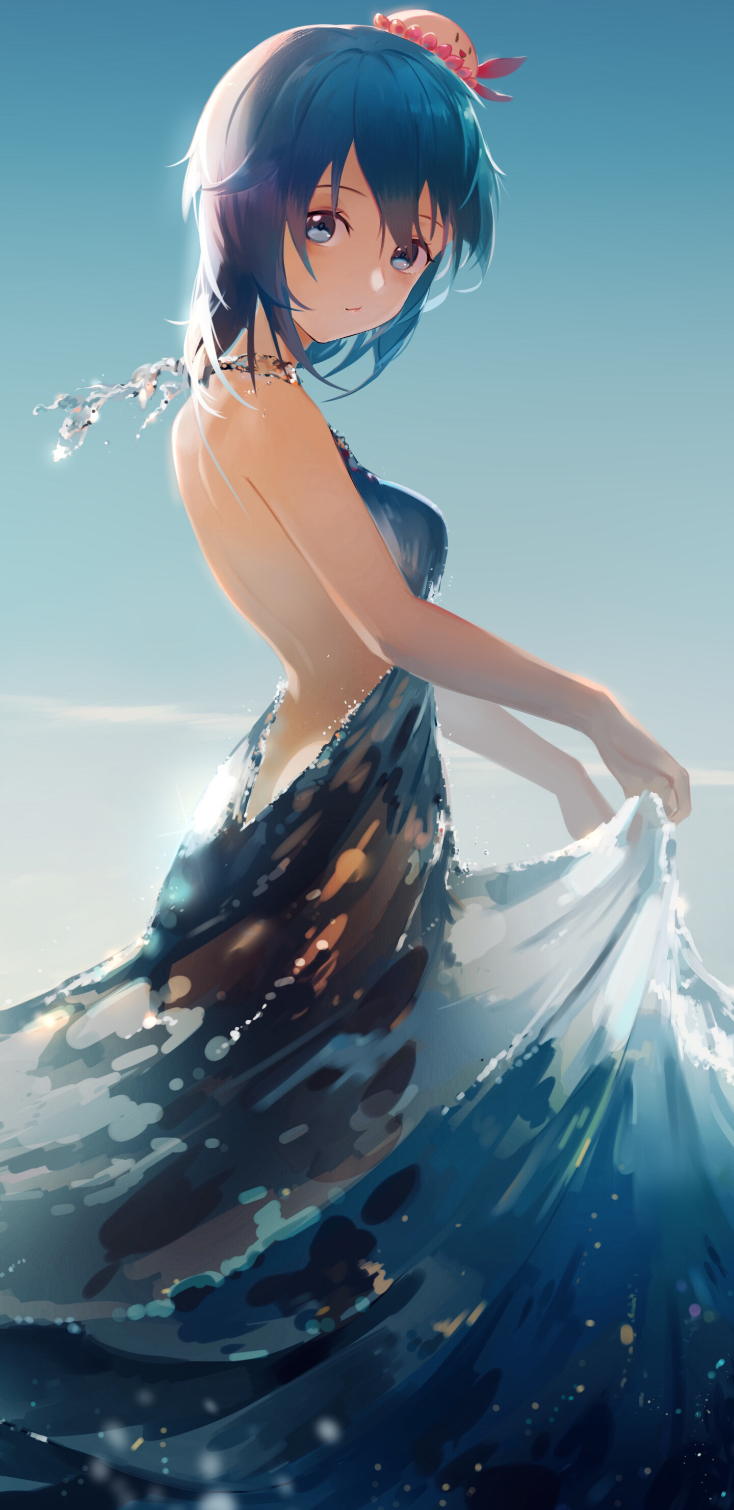 Download mobile wallpaper Anime, Water, Dress, Original for free.