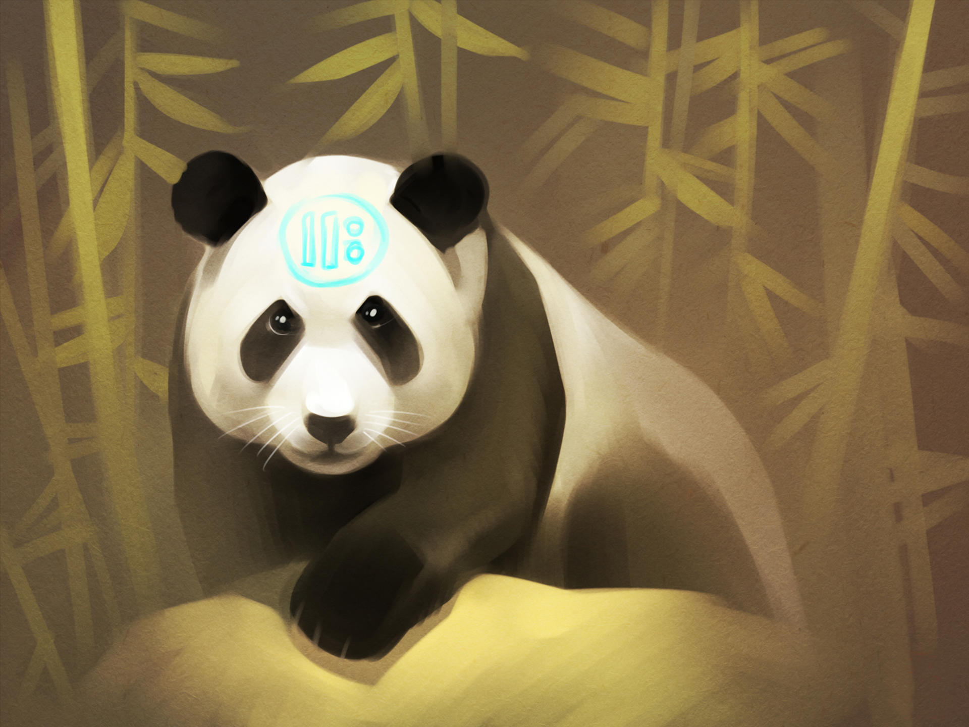 Handy-Wallpaper Bambus, Panda, Kunst kostenlos herunterladen.