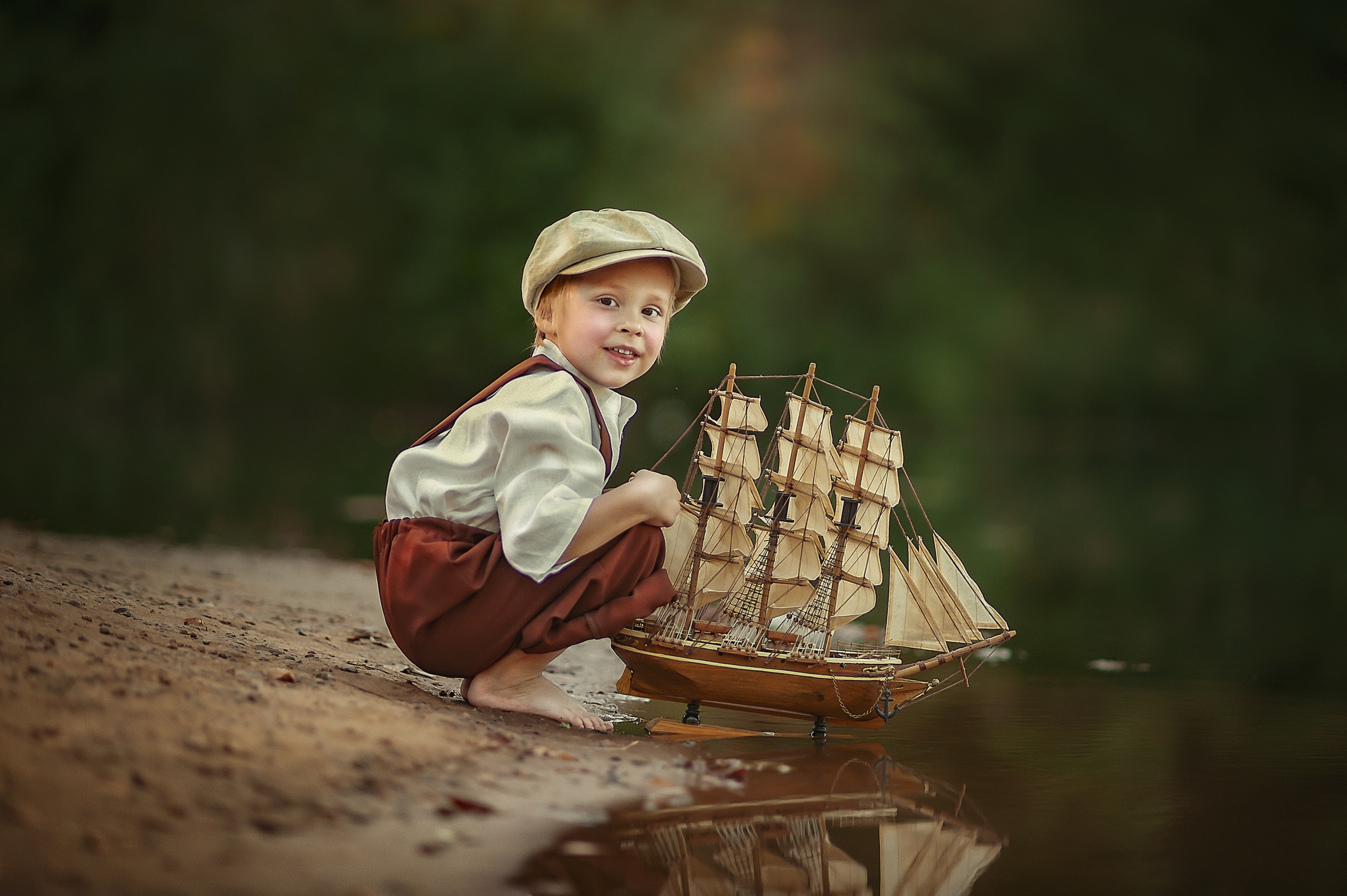 Free download wallpaper Water, Ship, Mood, Child, Photography, Barefoot on your PC desktop