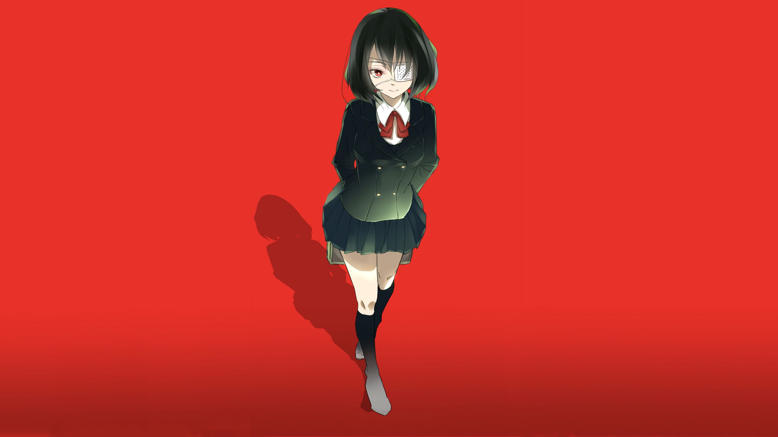 desktop Images anime, another, another (anime), eye patch, mei misaki, school uniform, skirt, socks