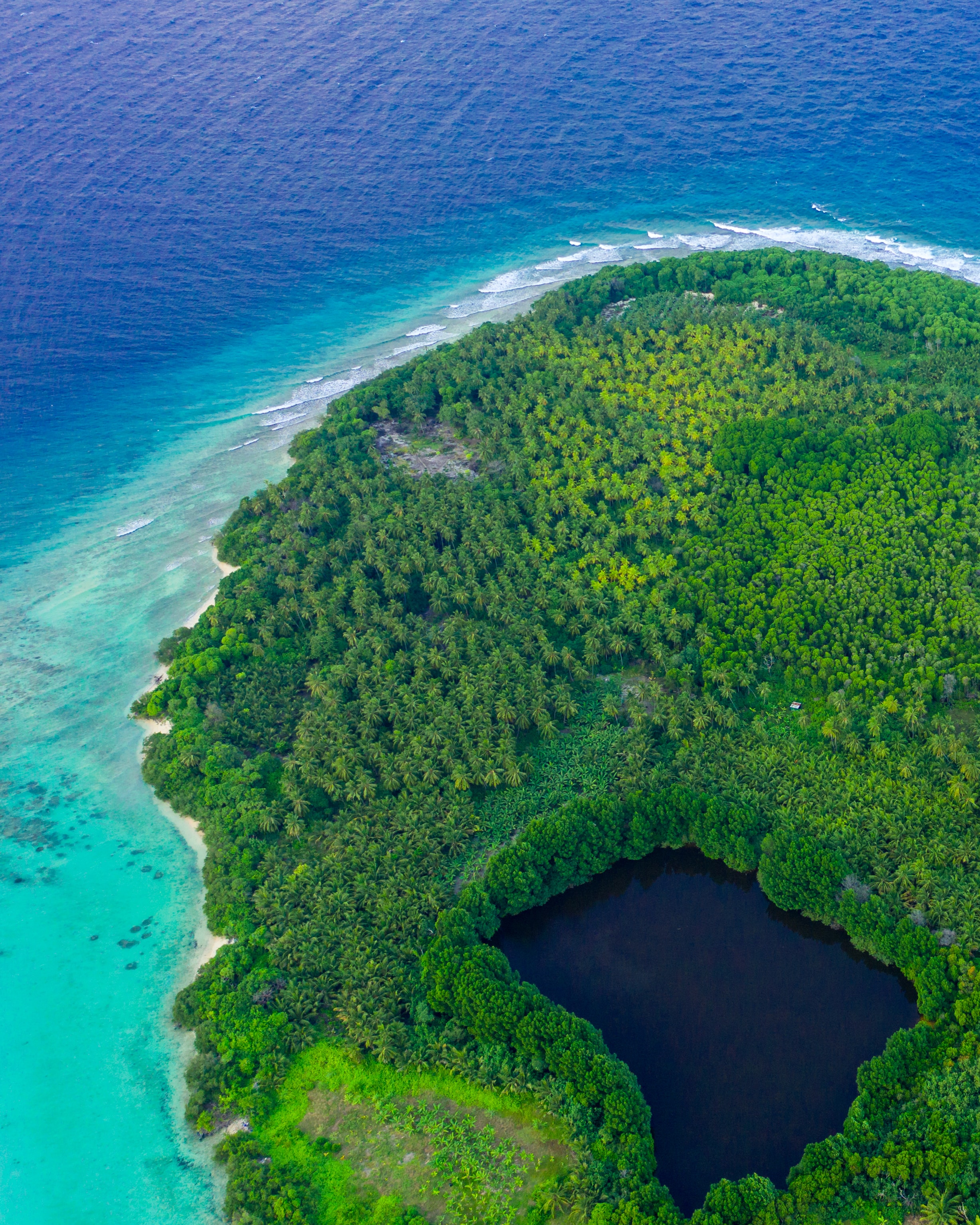 nature, tropics, view from above, ocean, island, lagoon download HD wallpaper