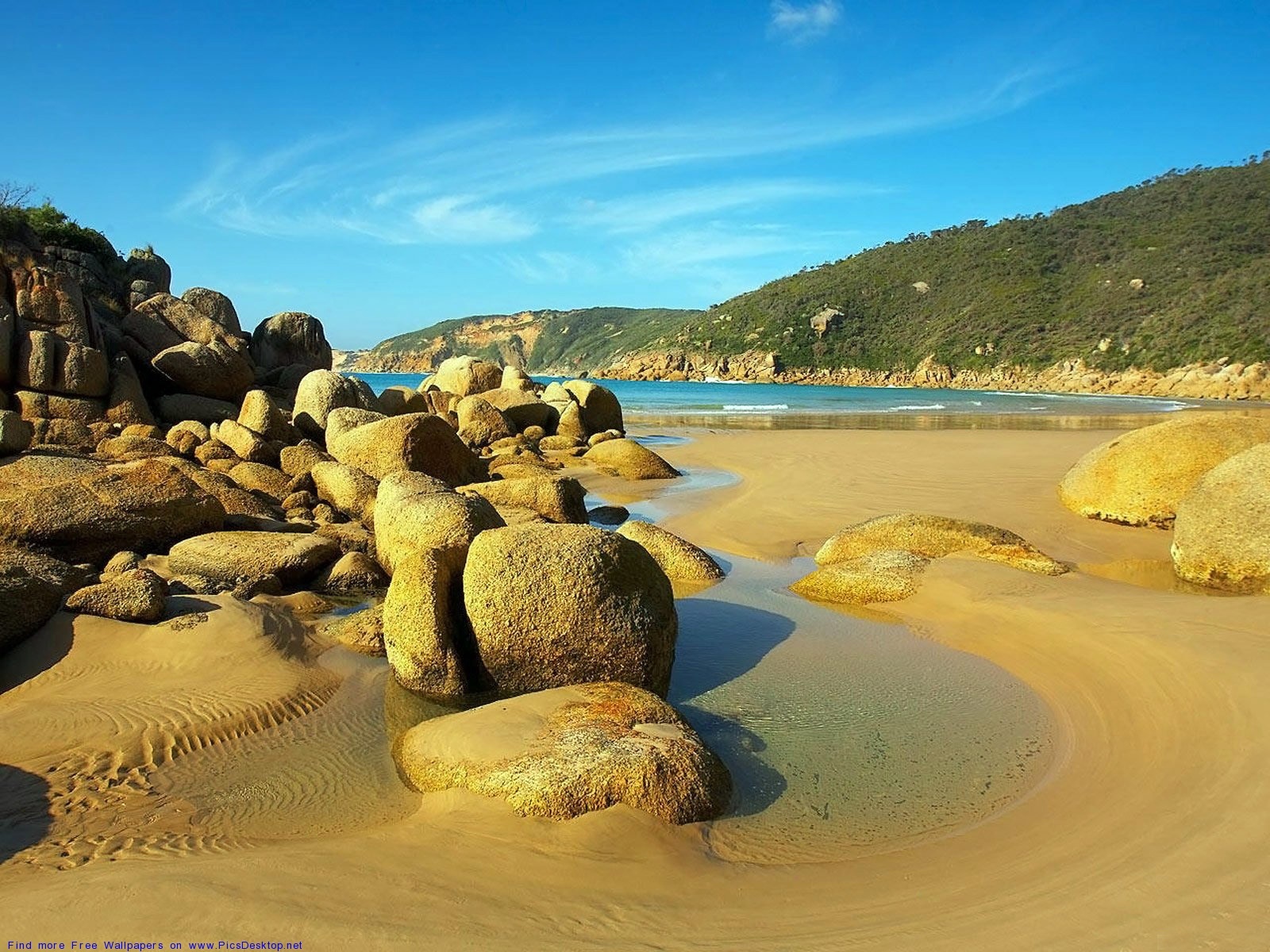 Free download wallpaper Stones, Landscape, Beach on your PC desktop