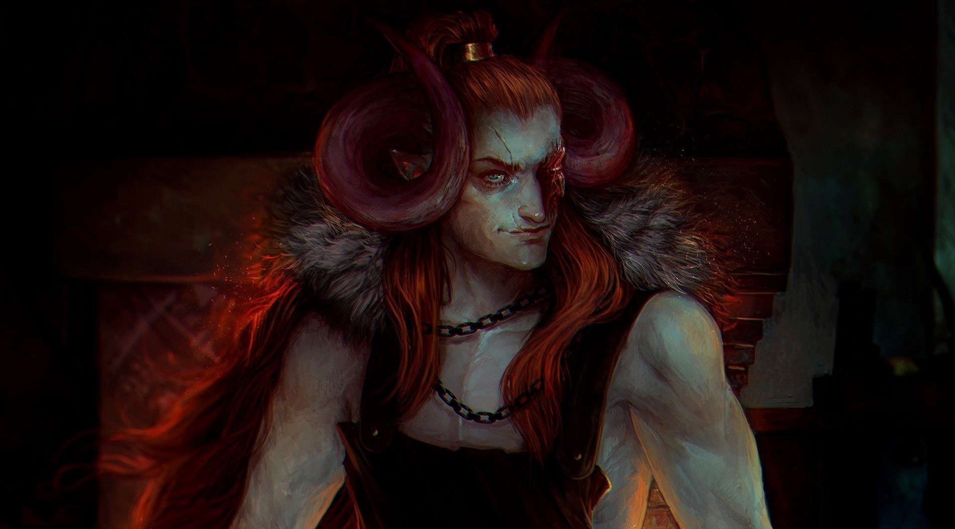 Free download wallpaper Fantasy, Evil, Horns, Demon on your PC desktop