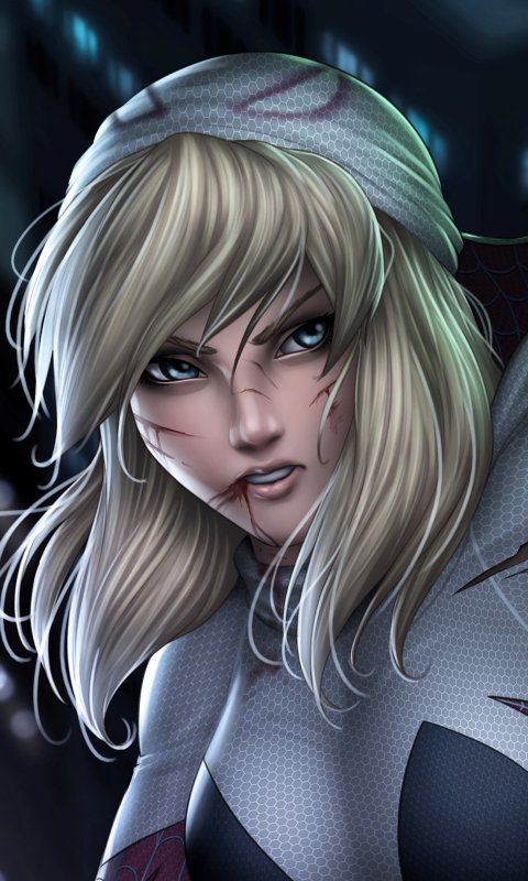 Handy-Wallpaper Blond, Blaue Augen, Blondinen, Comics, Spider Gwen kostenlos herunterladen.