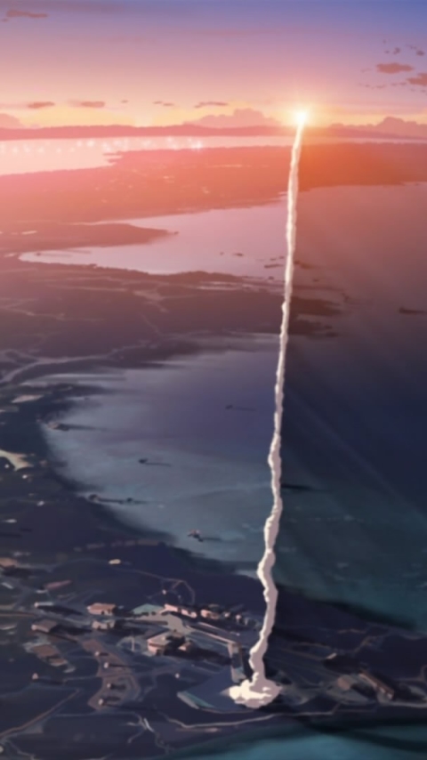 Download mobile wallpaper Anime, Sunset, Smoke, Rocket, 5 Centimeters Per Second for free.