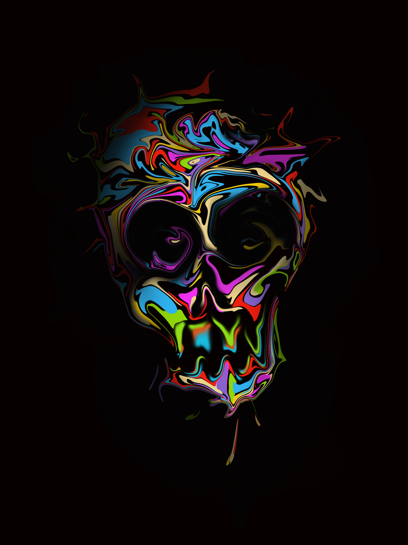 Download mobile wallpaper Dark, Colorful, Skull for free.