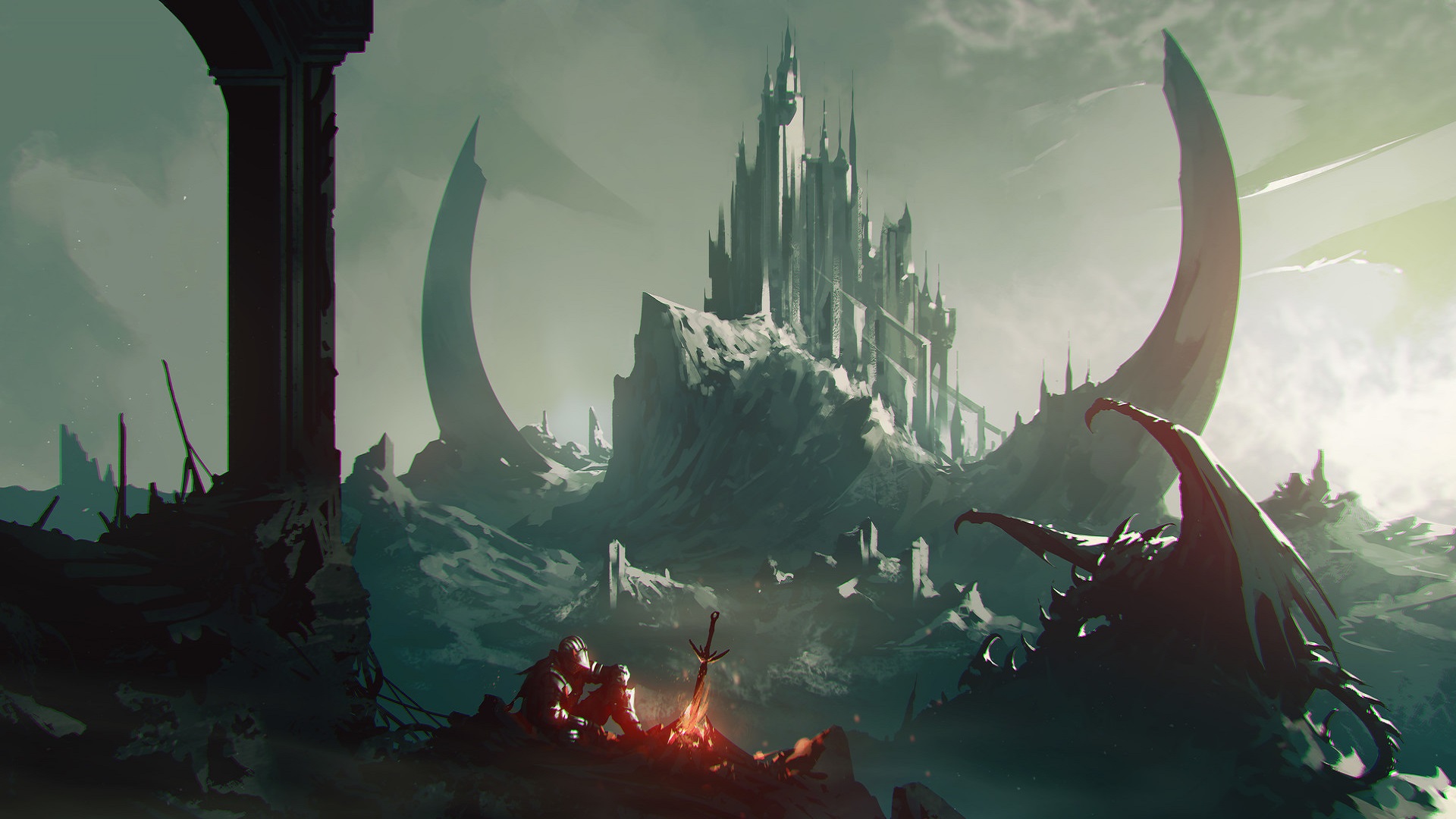 Free download wallpaper Landscape, Fantasy, Dragon, Video Game, Dark Souls on your PC desktop