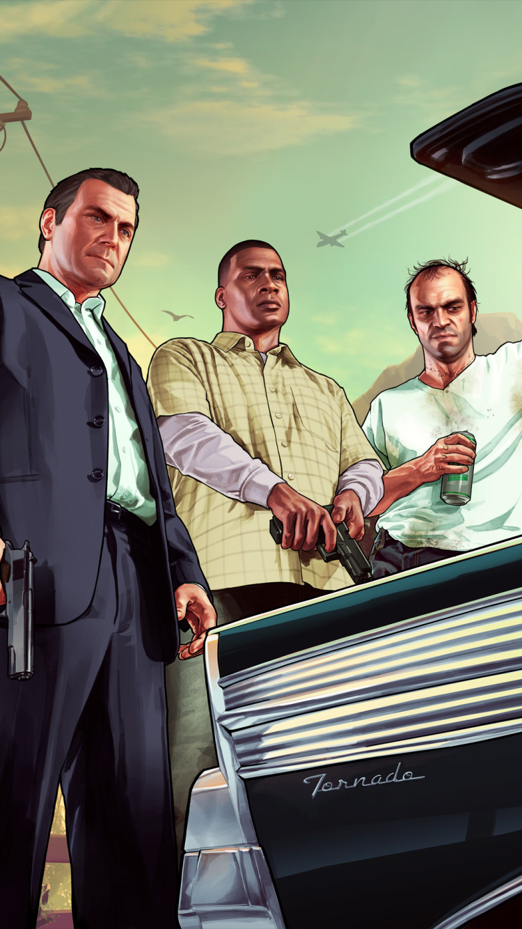 Descarga gratuita de fondo de pantalla para móvil de Videojuego, Grand Theft Auto, Grand Theft Auto V, Franklin Clinton, Miguel De Santa, Trevor Philips.