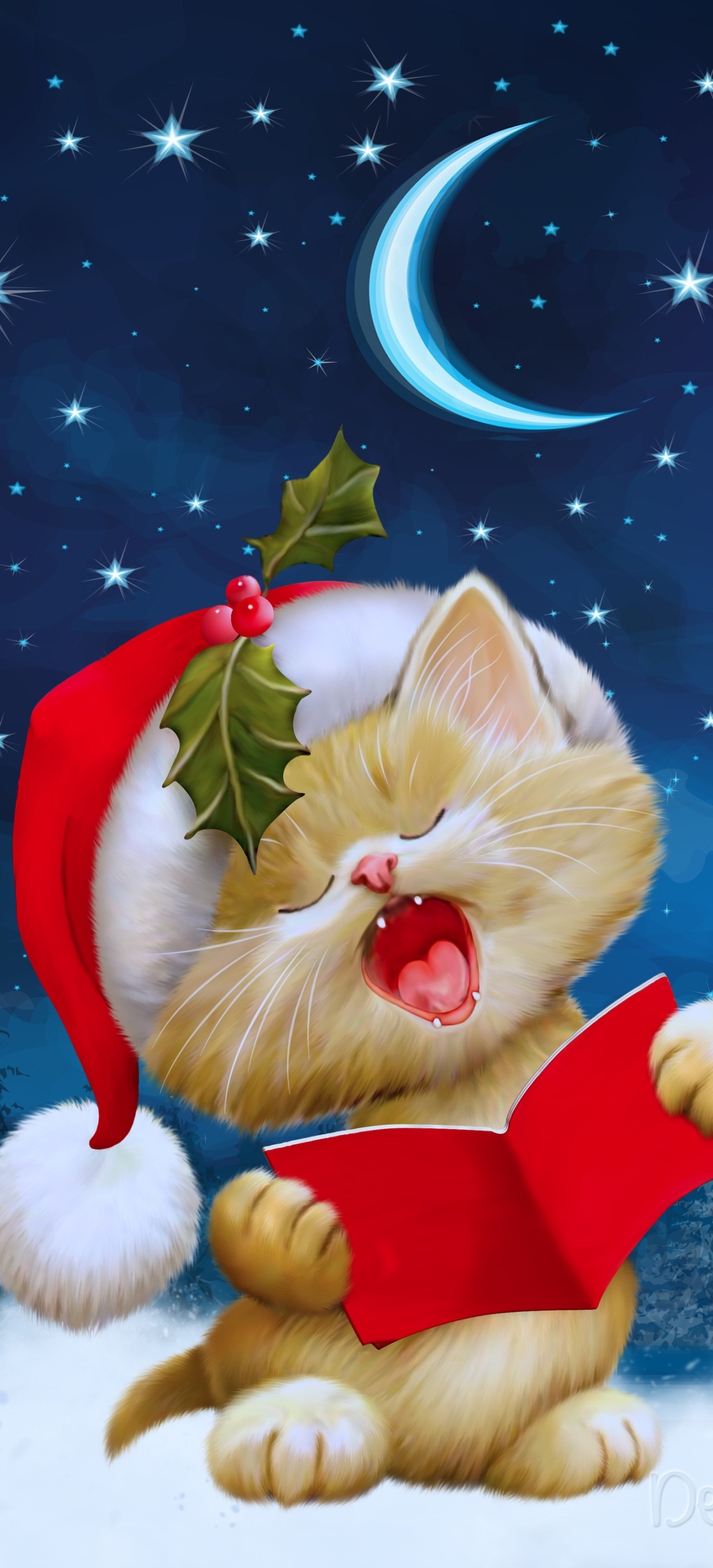 Descarga gratuita de fondo de pantalla para móvil de Navidad, Gato, Día Festivo, Sombrero De Santa.