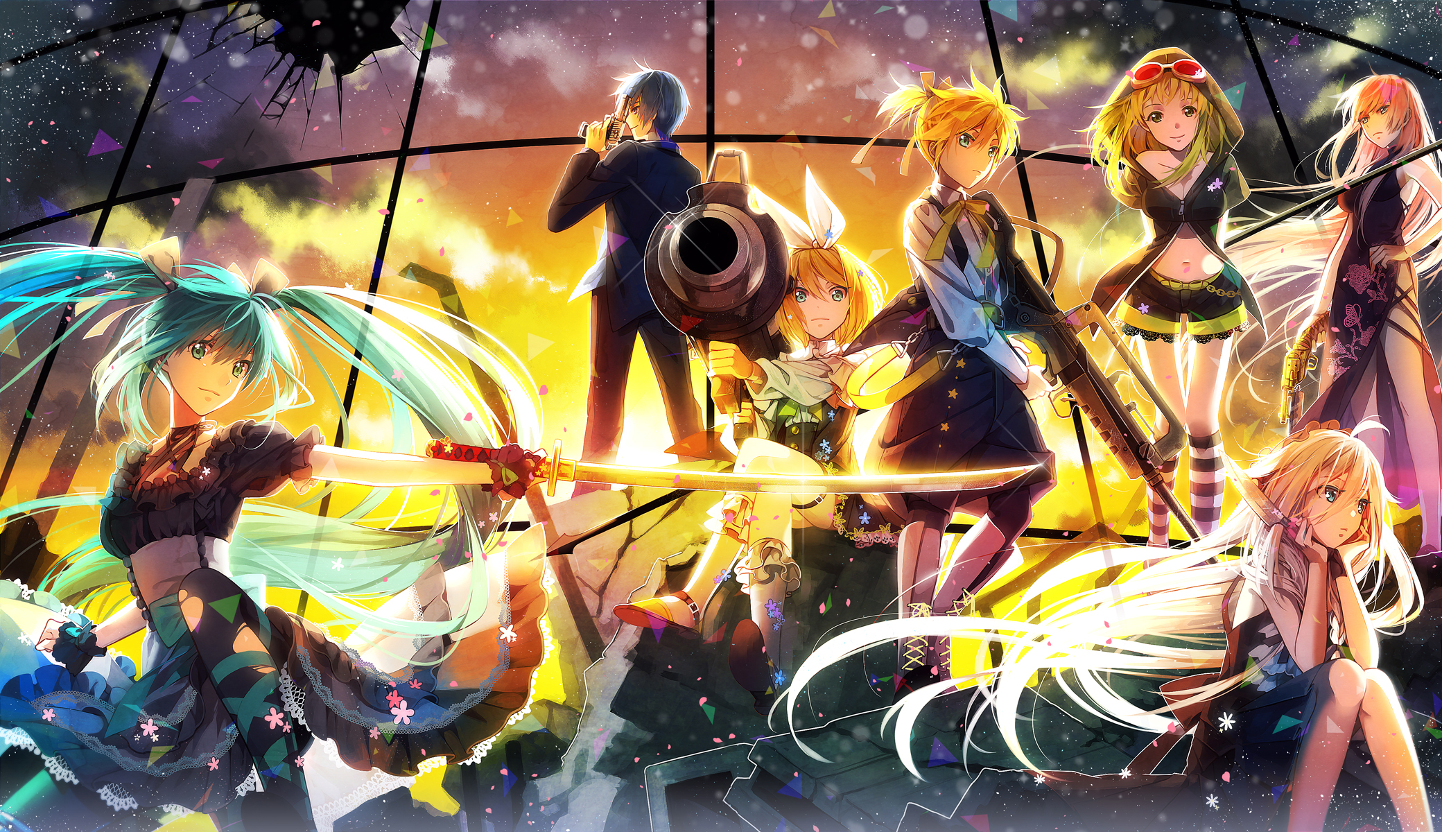 Download mobile wallpaper Anime, Vocaloid, Hatsune Miku, Luka Megurine, Rin Kagamine, Gumi (Vocaloid), Kaito (Vocaloid), Len Kagamine, Ia (Vocaloid) for free.