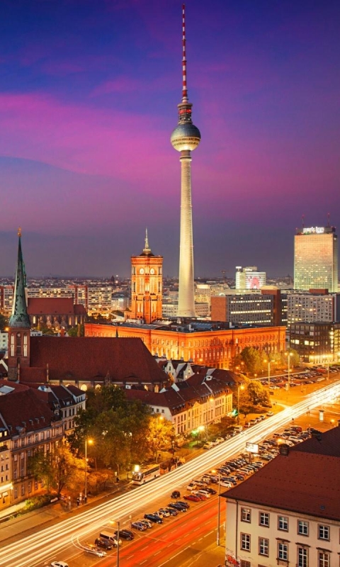 Download mobile wallpaper Cities, Sunset, Berlin, City, Cityscape, Germany, Man Made for free.