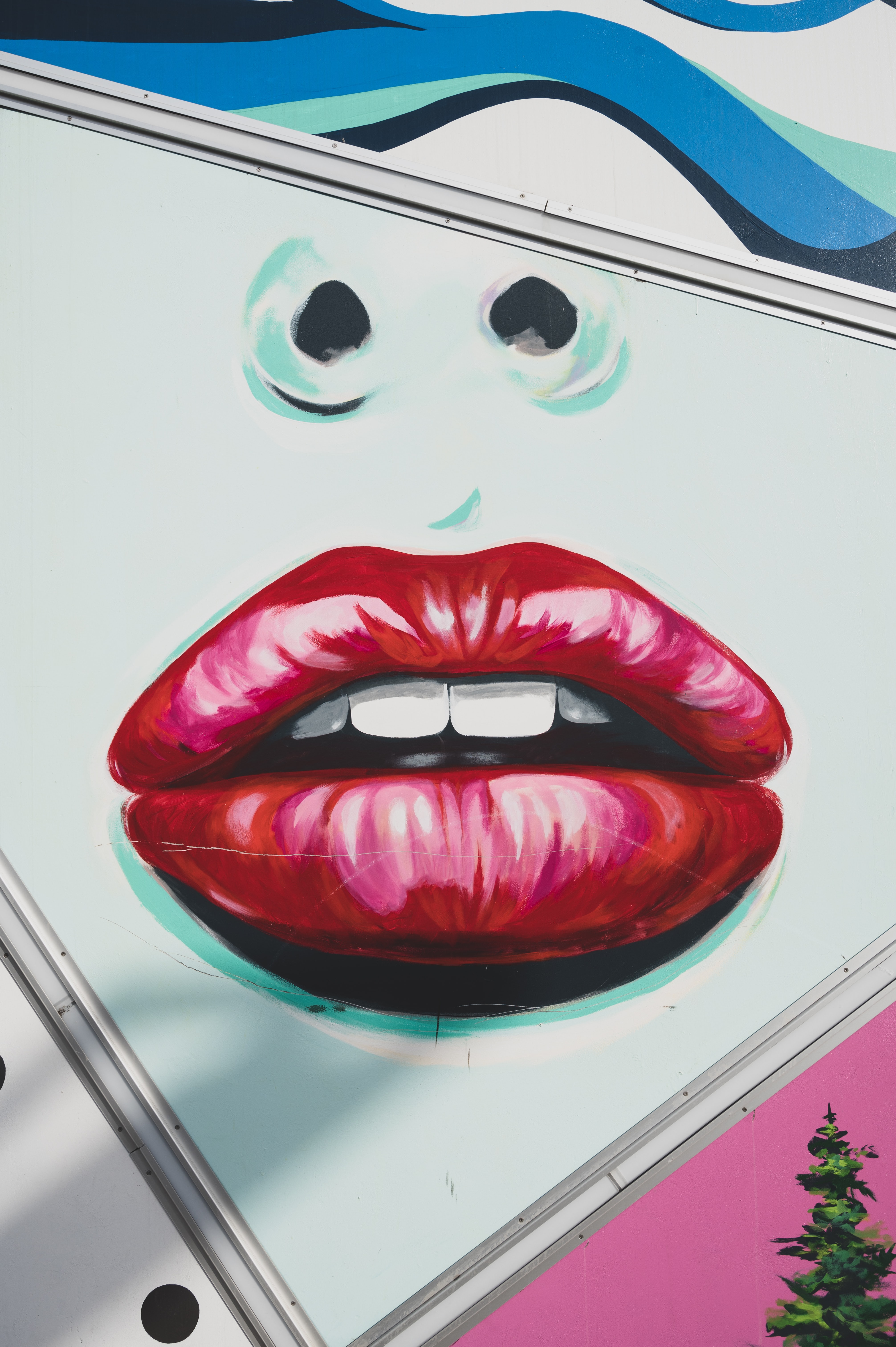 art, graffiti, wall, nose, lips, mural