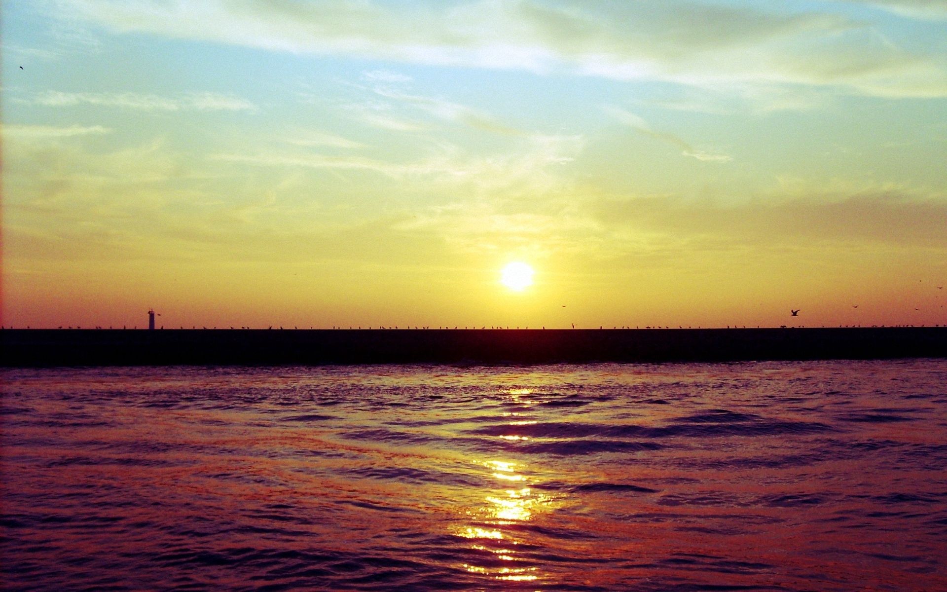 Free download wallpaper Sunset, Sea, Pier, Nature on your PC desktop