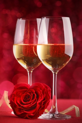 Download mobile wallpaper Love, Flower, Glass, Bokeh, Photography, Champagne, Red Rose, Romantic, Alcohol for free.