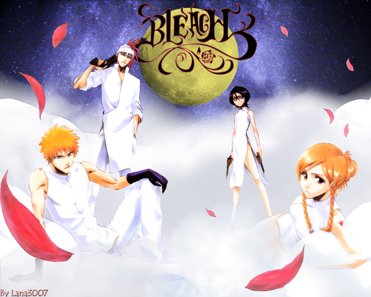 Laden Sie das Bleach, Rukia Kuchiki, Animes, Renji Abarai, Ichigo Kurosaki, Orihime Inoue-Bild kostenlos auf Ihren PC-Desktop herunter