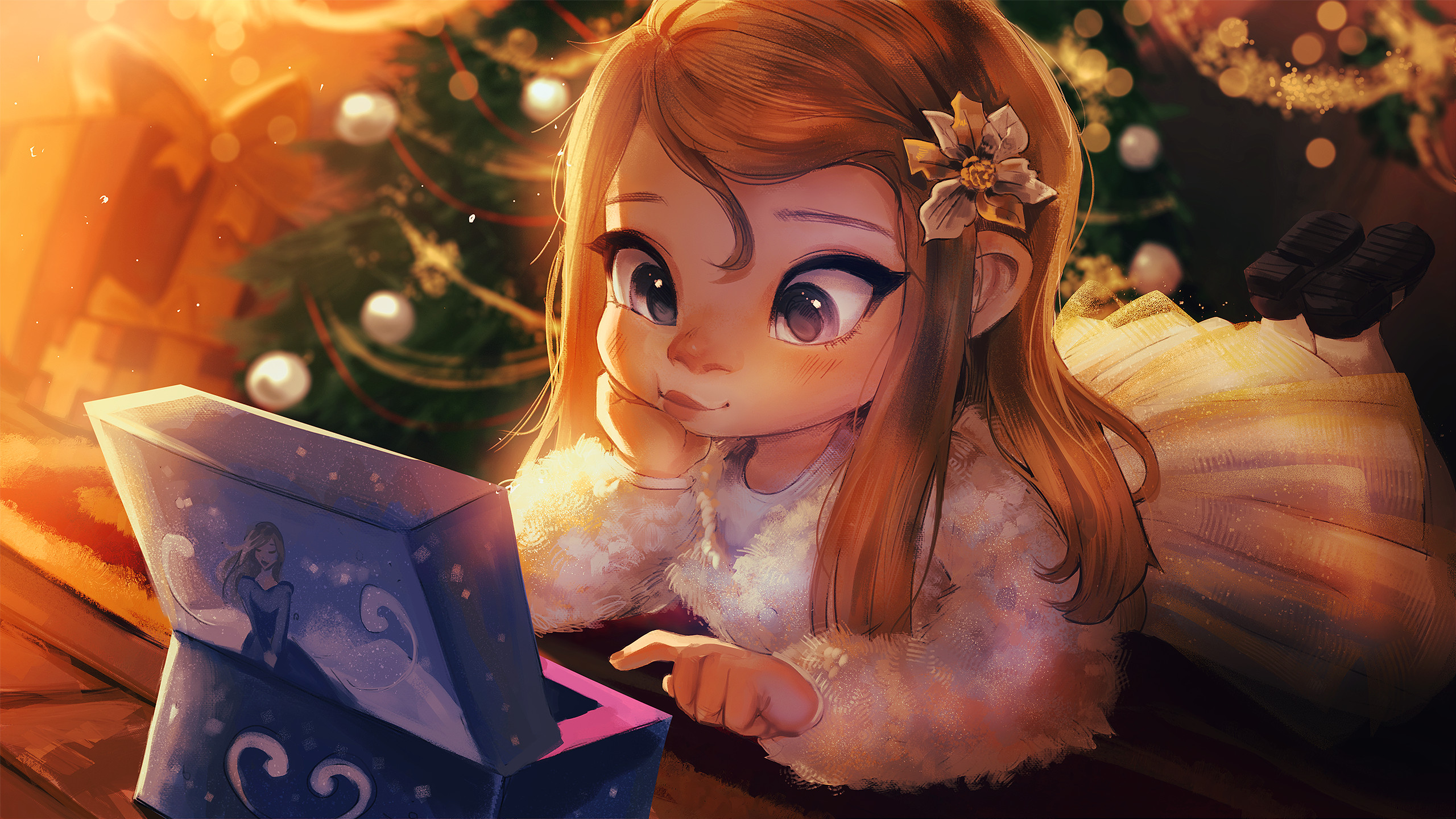 Download mobile wallpaper Anime, Christmas, Girl for free.