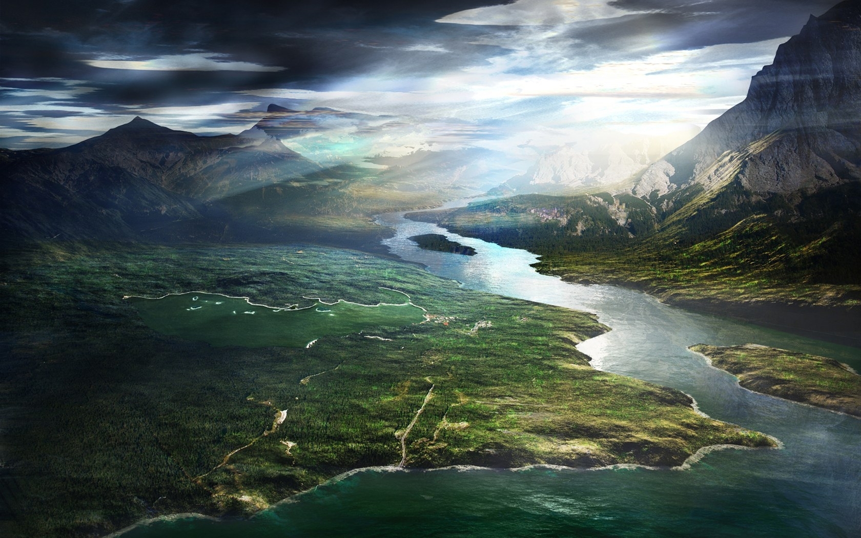 Free download wallpaper Landscape, Rivers, Sky on your PC desktop